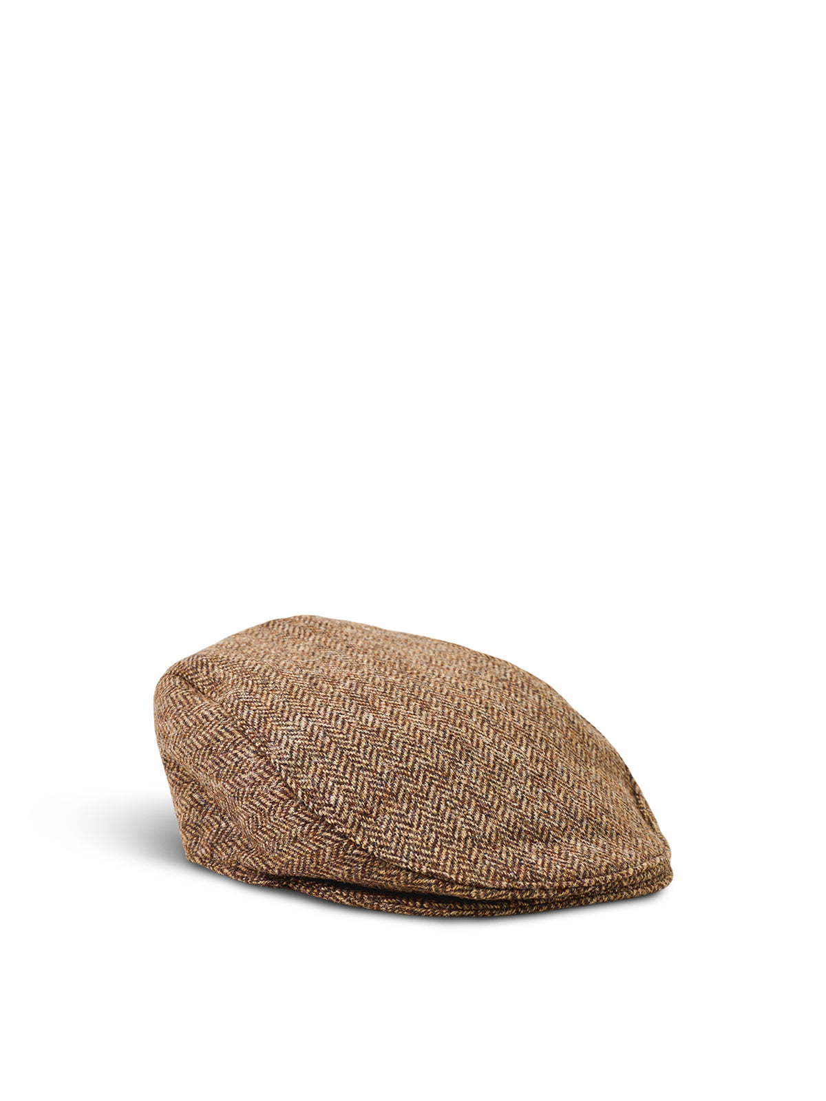 Wool Manorbrook Herringbone Tweed Cap - Chocolate