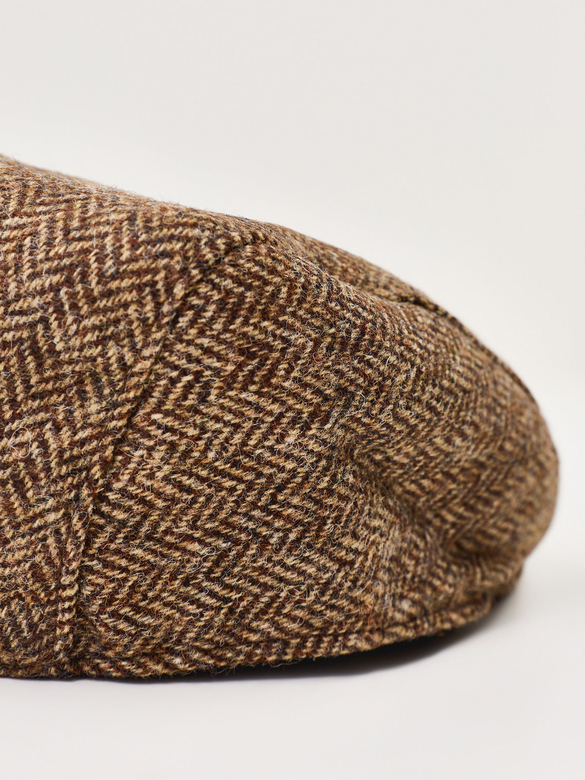 Wool Manorbrook Herringbone Tweed Cap - Chocolate