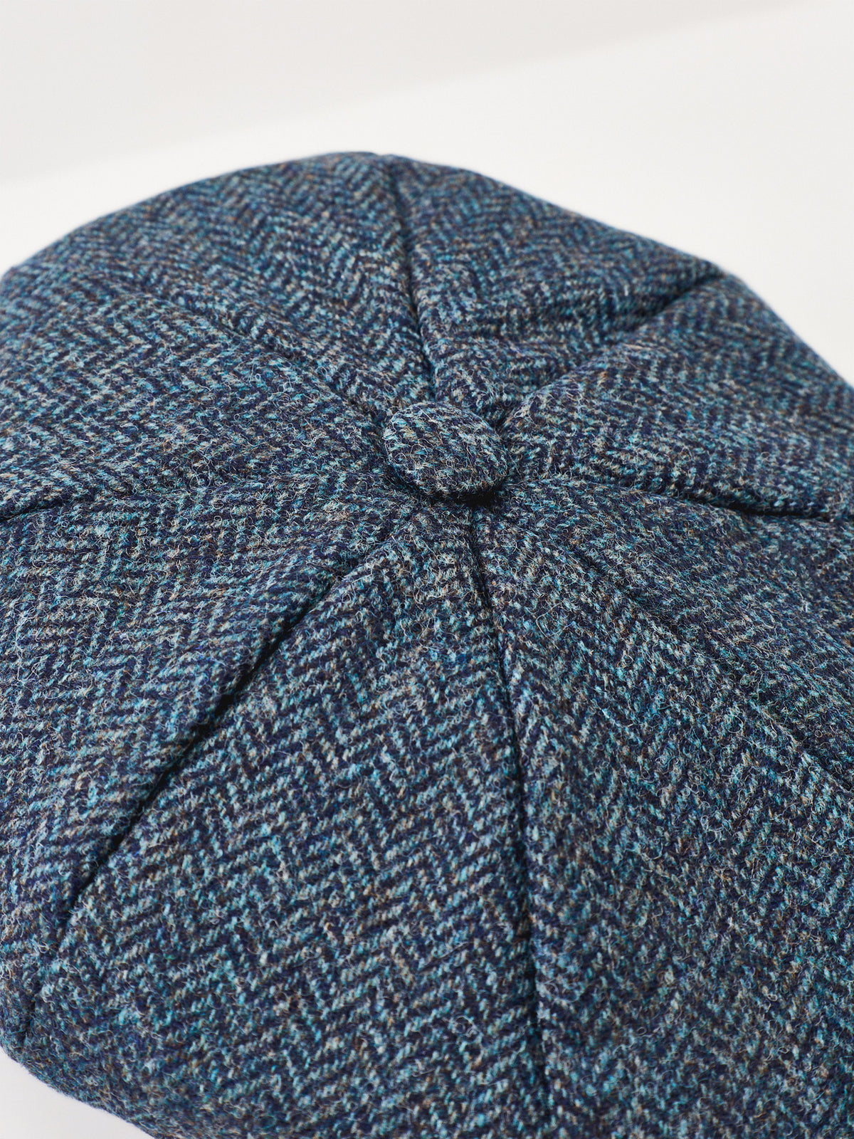 Wool Durleigh 8-Piece Herringbone Flat Cap - Navy