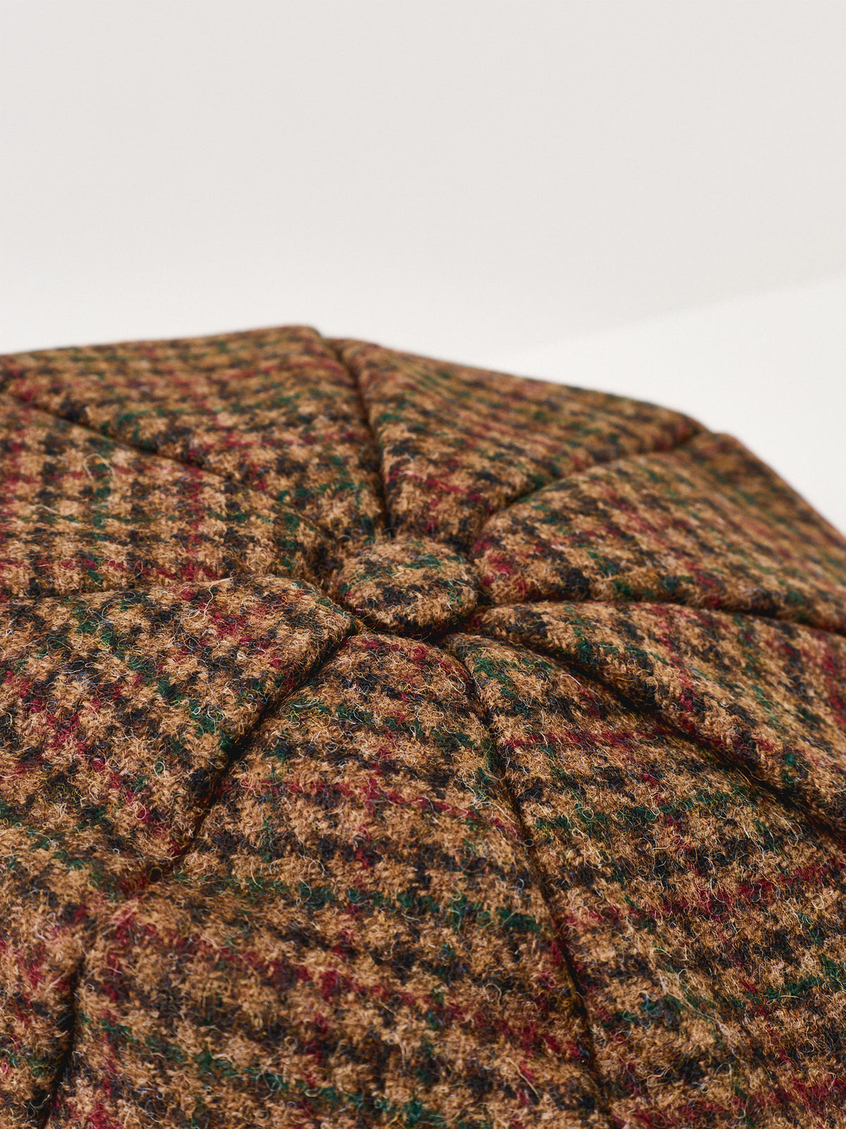 Wool Blagdon Dogtooth 8-Piece Flat Cap - Cognac