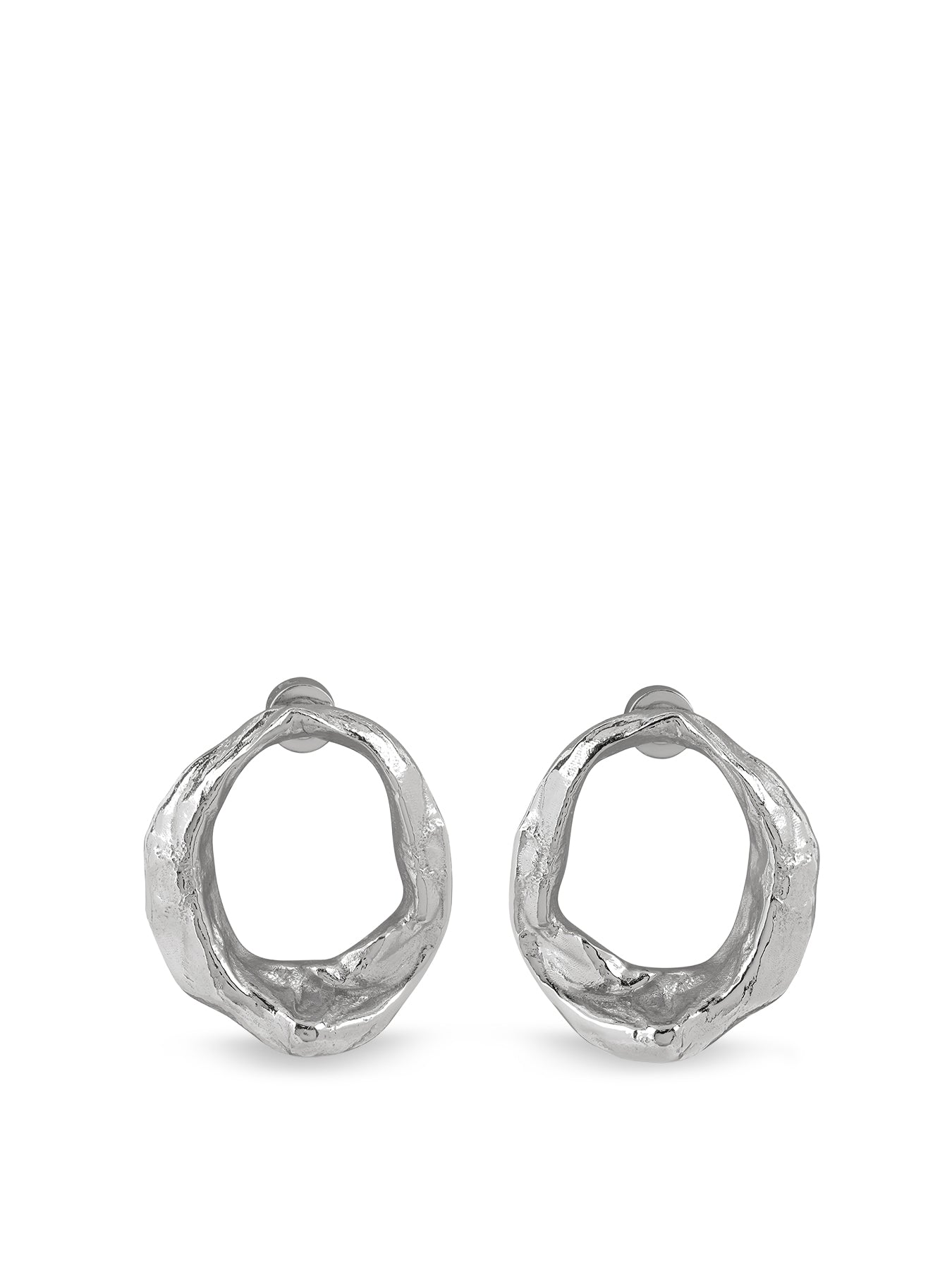 Silver-Plated Open Scrunch Stud Earrings