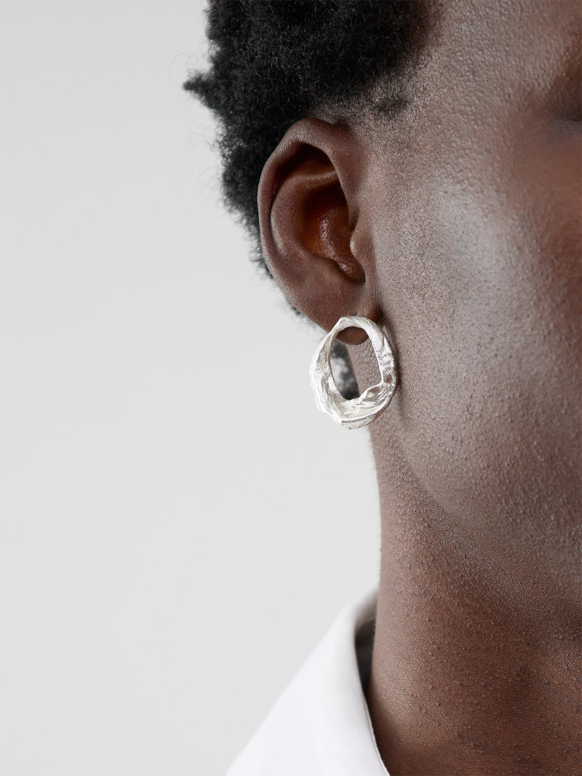 Silver-Plated Open Scrunch Stud Earrings