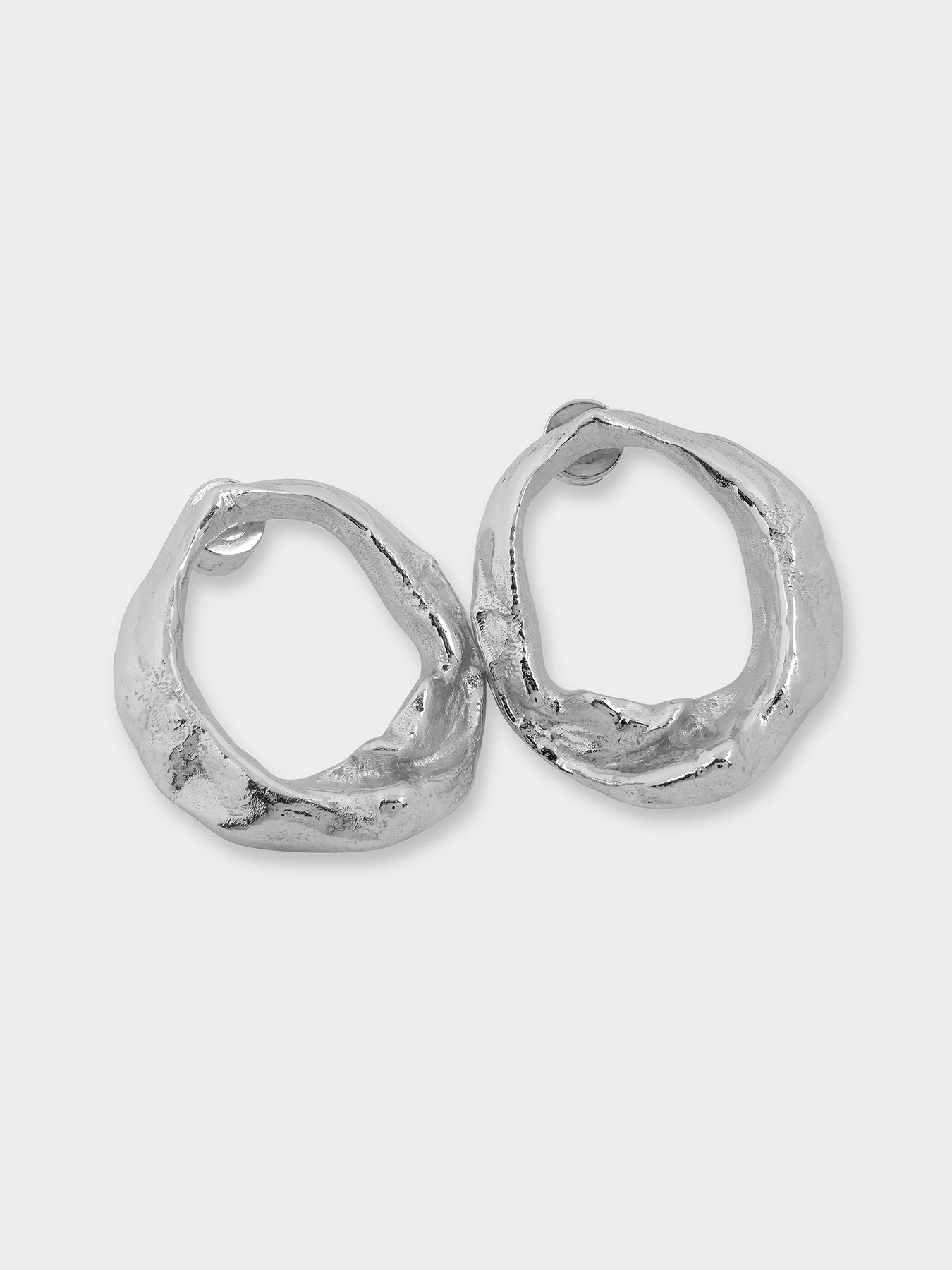 Silver-Plated Open Scrunch Stud Earrings