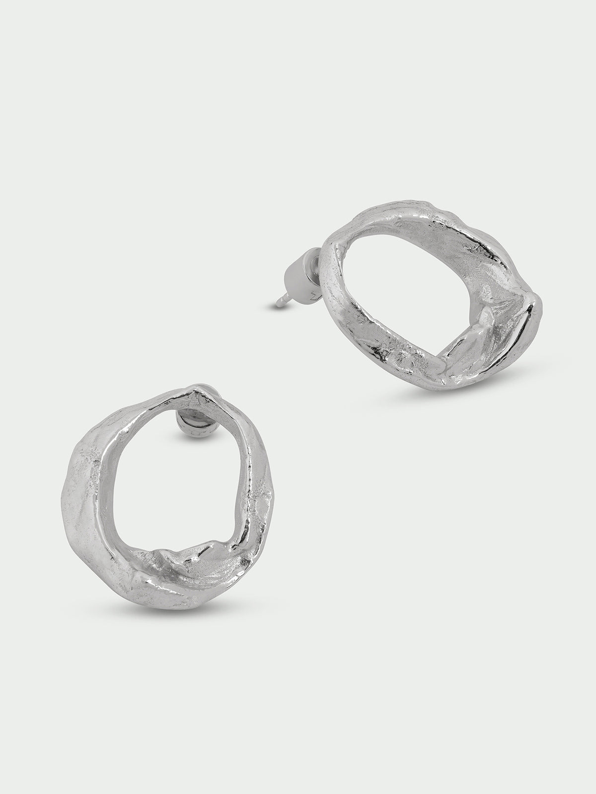 Silver-Plated Open Scrunch Stud Earrings