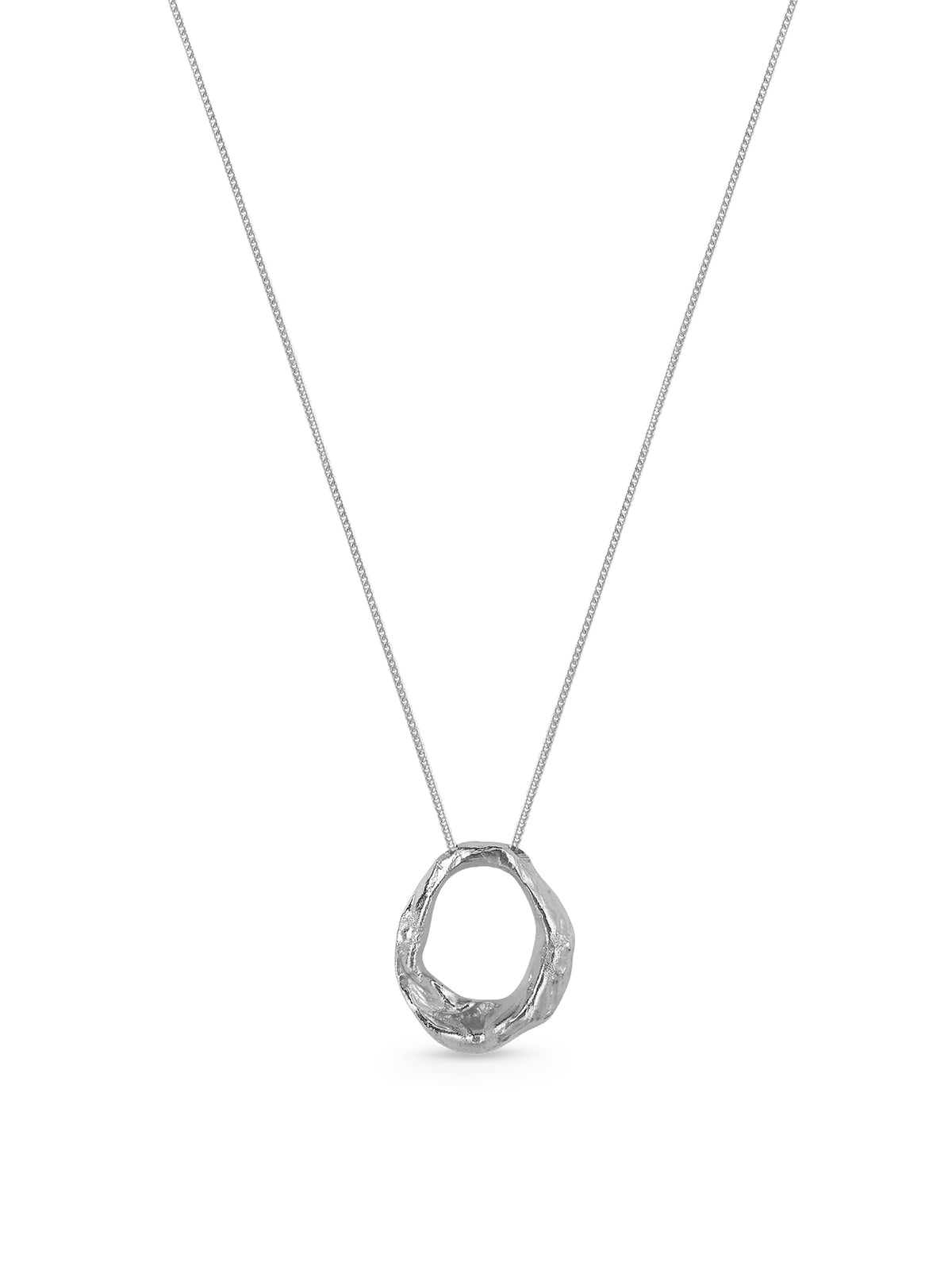 Silver-Plated Open Ring Pendant Necklace