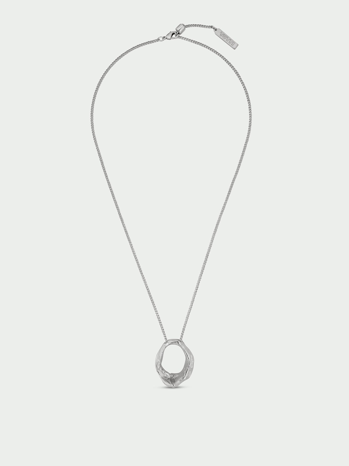 Silver-Plated Open Ring Pendant Necklace