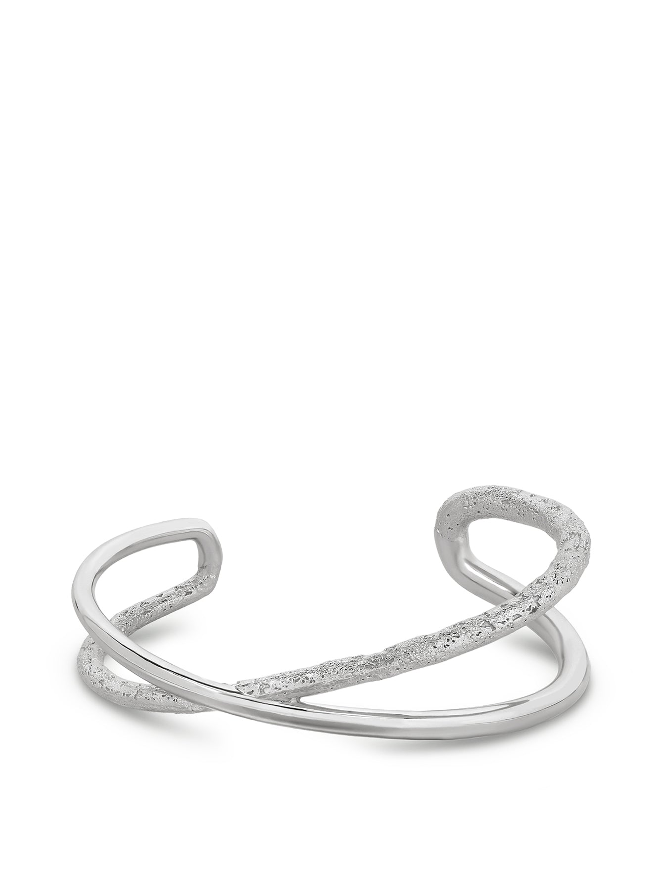 Silver-Plated Interlocked Open Bangle