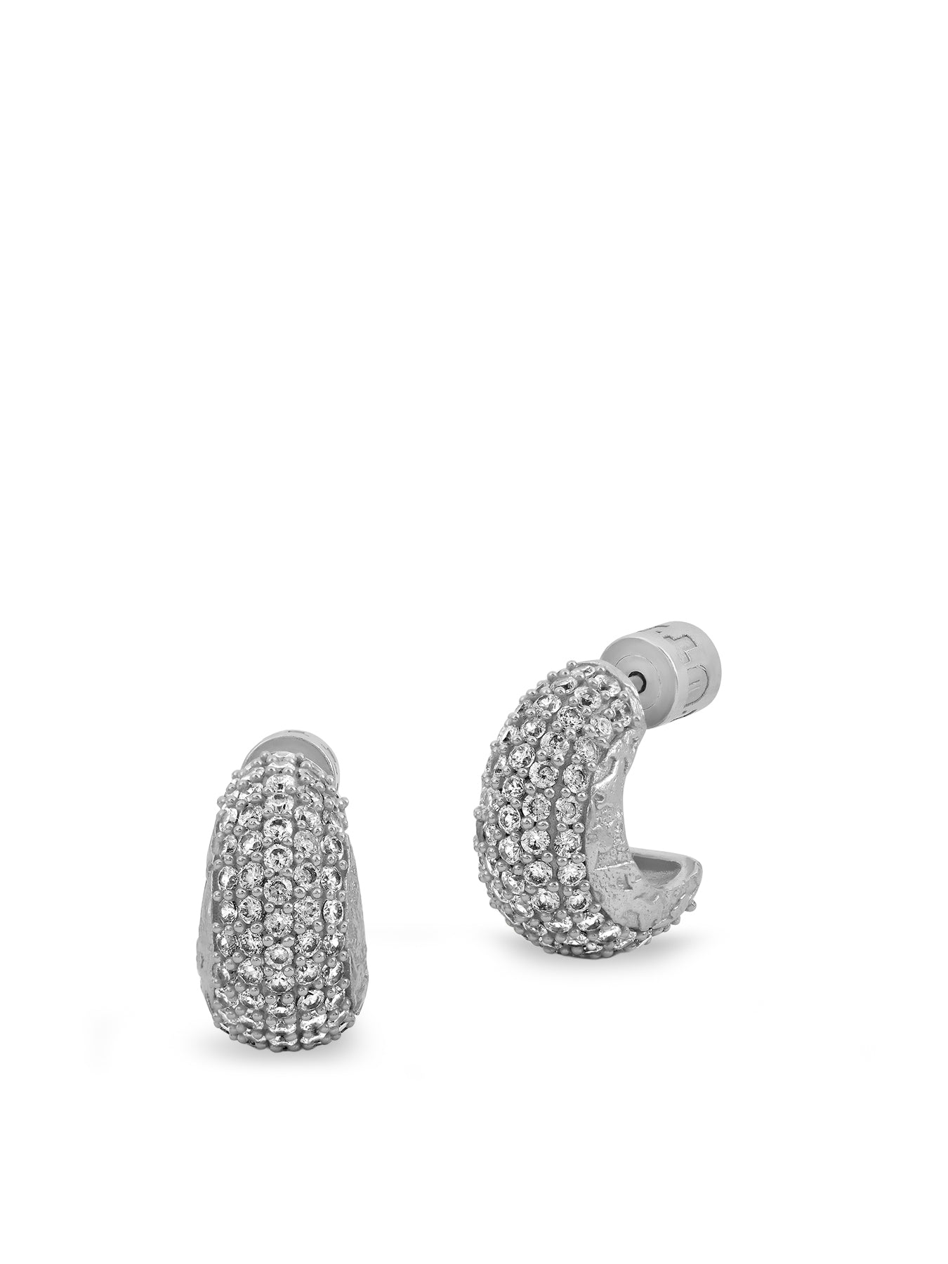 Silver-Plated Multi Crystal Huggie Hoop Earrings