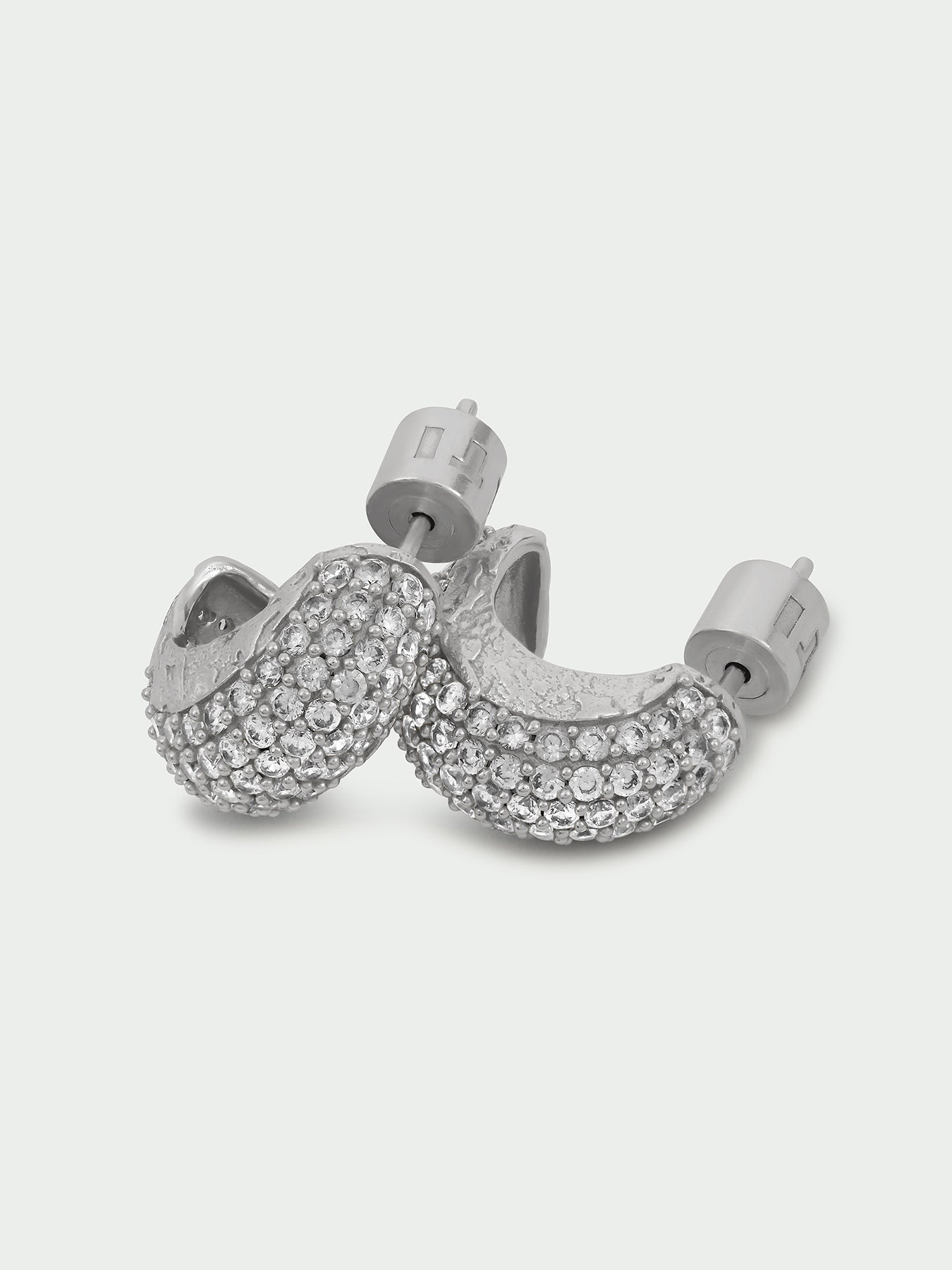 Silver-Plated Multi Crystal Huggie Hoop Earrings