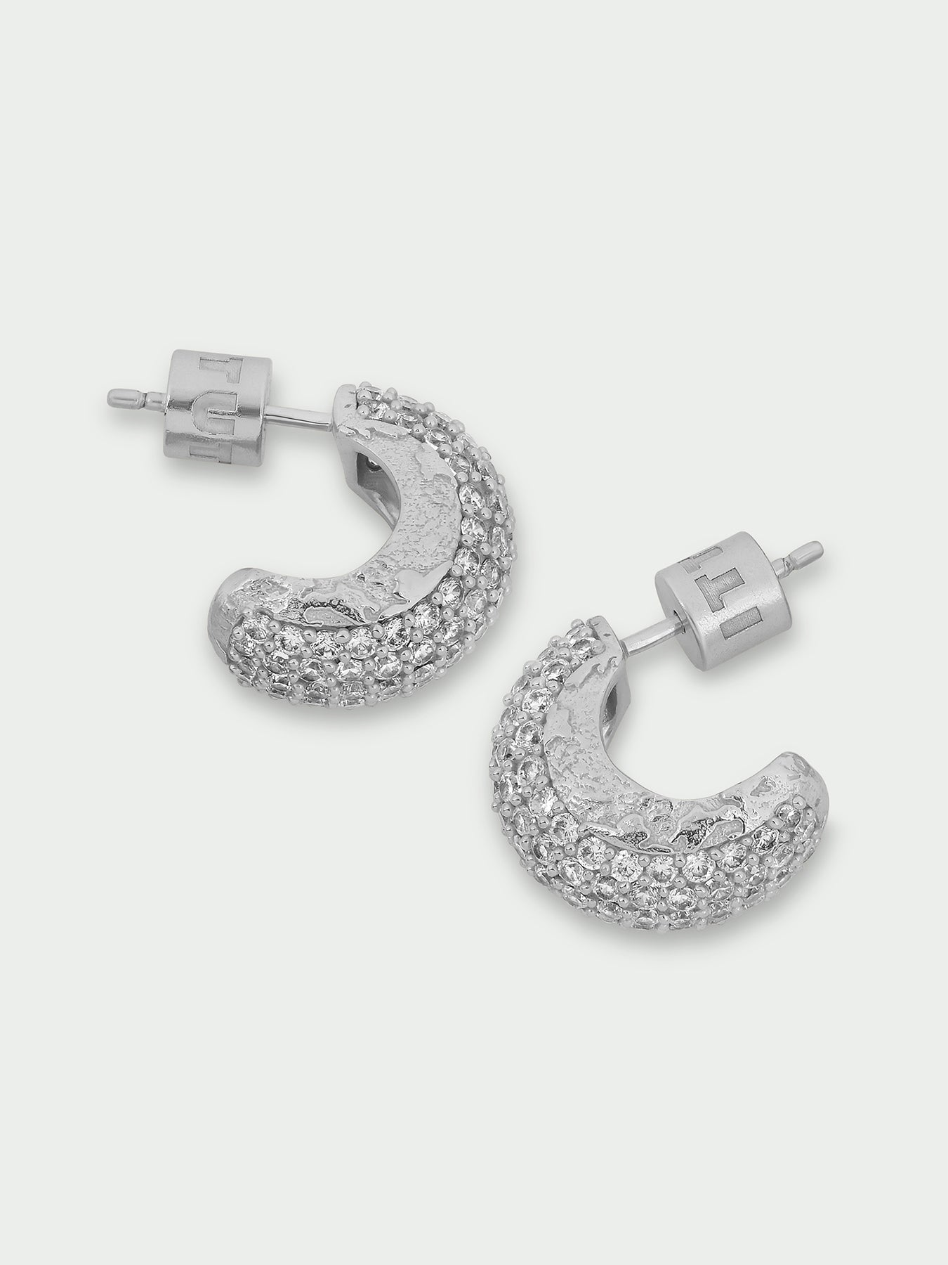Silver-Plated Multi Crystal Huggie Hoop Earrings