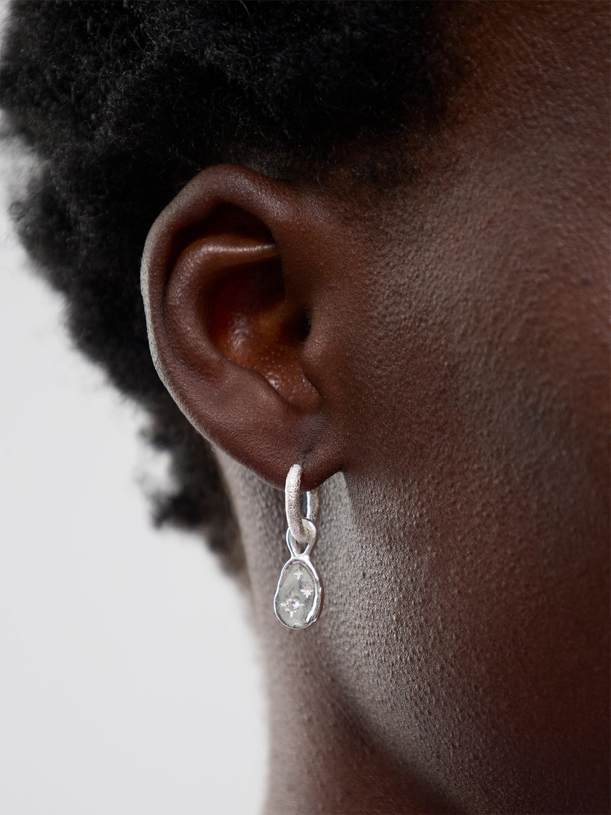 Double Star Drop Hoop Earrings