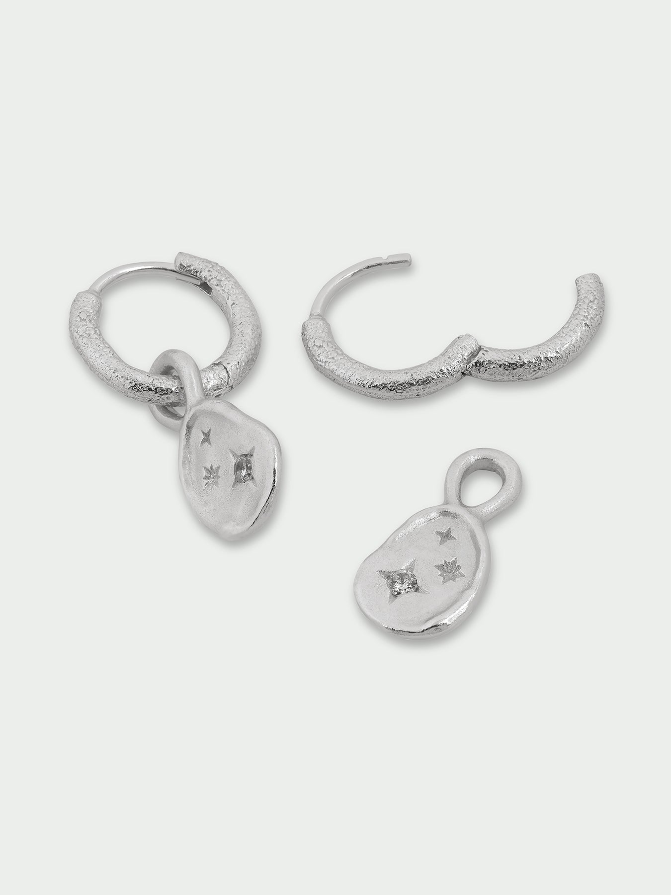Double Star Drop Hoop Earrings