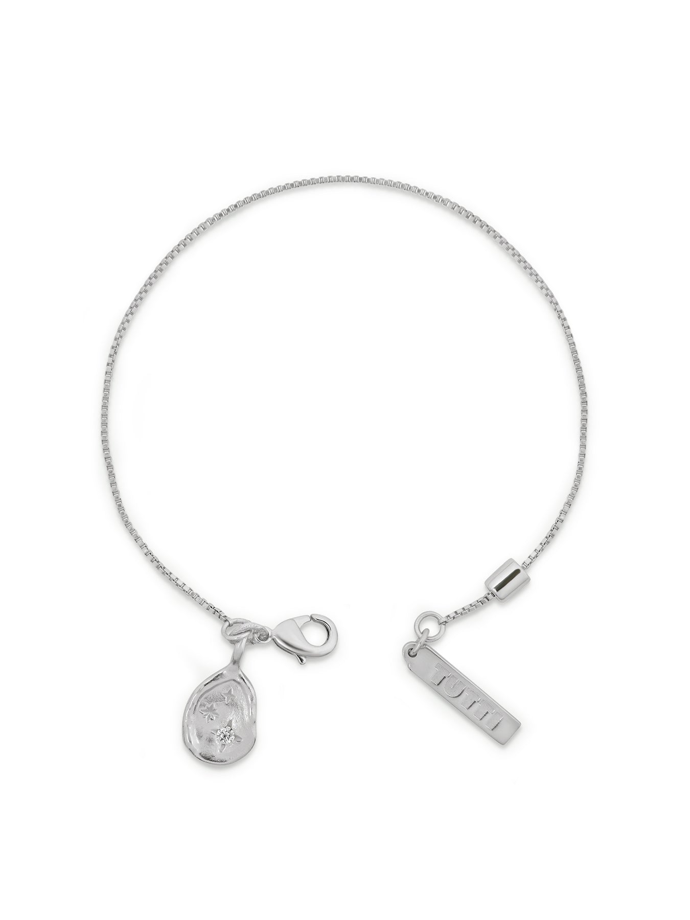 Silver-Plated Star Disc Drop Bracelet