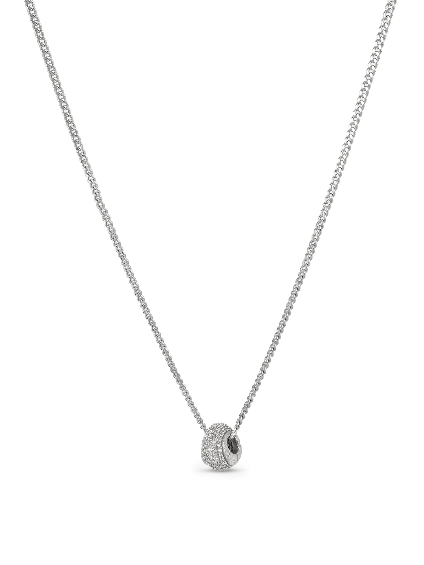 Silver-Plated Mini Cubic Zirconia Pendant Necklace