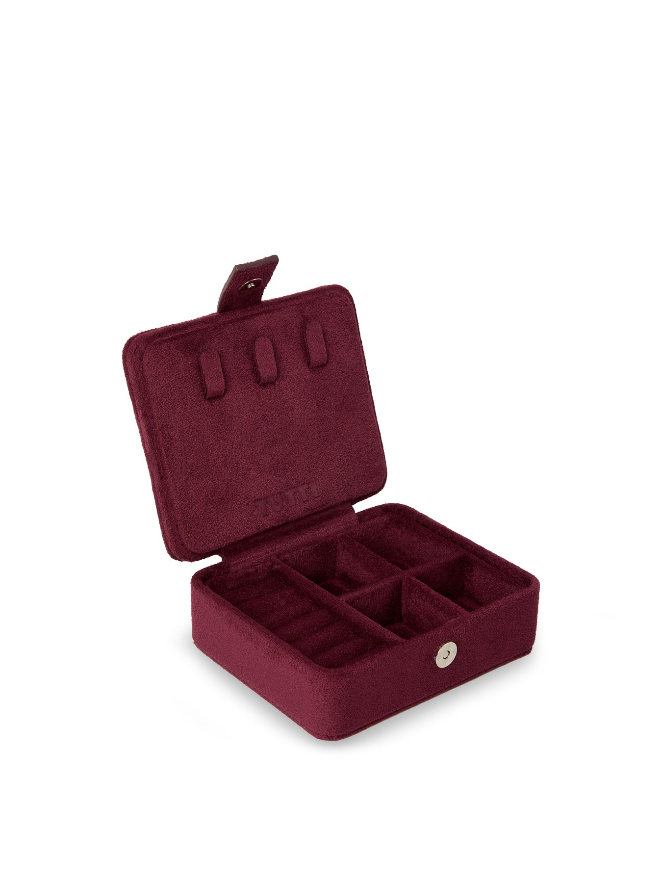 Refine Mini Vegan Suede Jewellery Box - Burgundy
