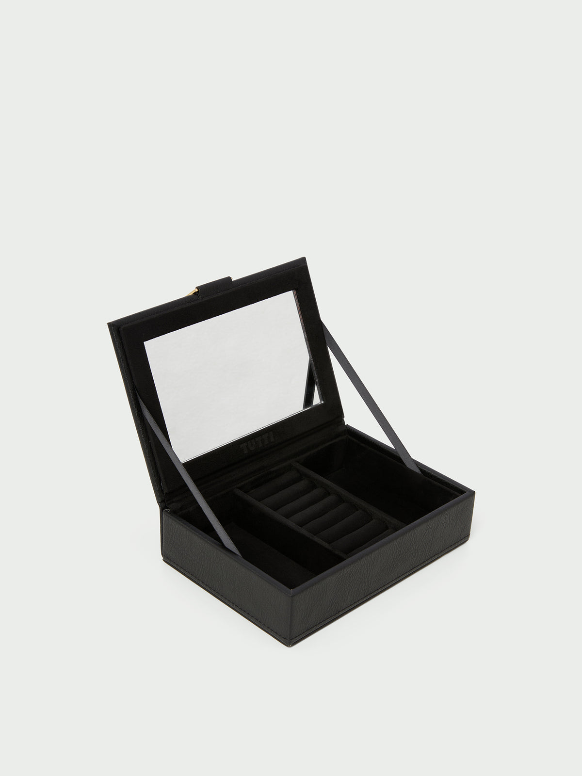 Cedar Medium Vegan Suede Jewellery Box - Black