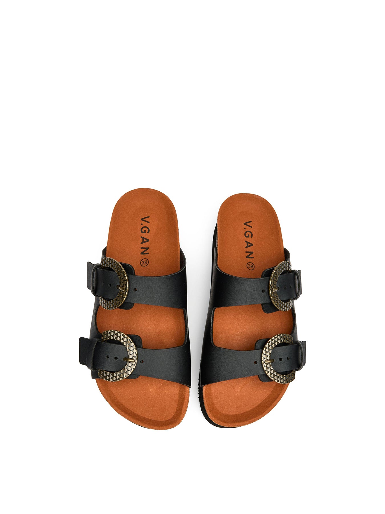 Vegan Plum Footbed Reptile Sandals Black
