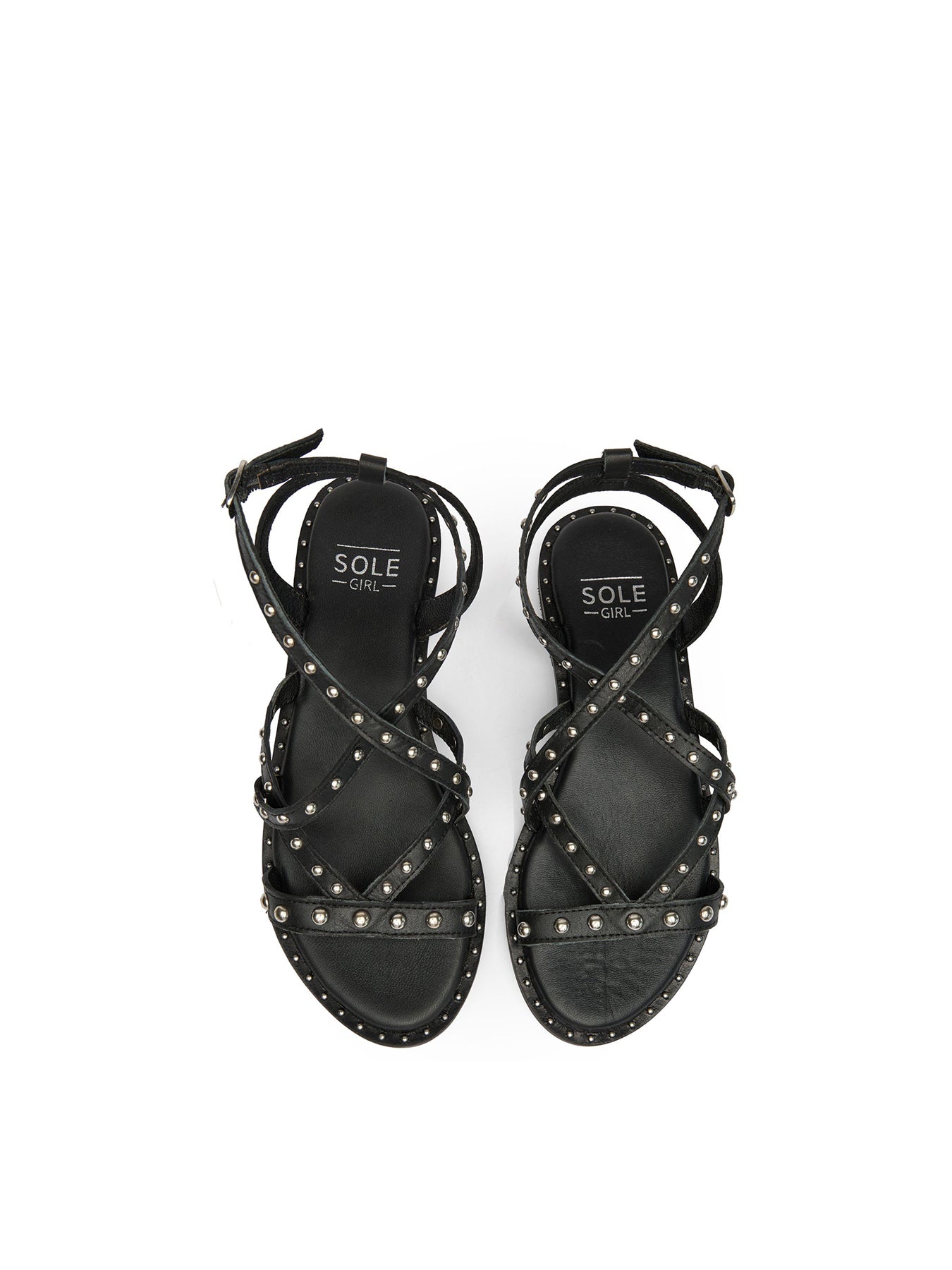 Rach Gladiator Leather Sandals Black