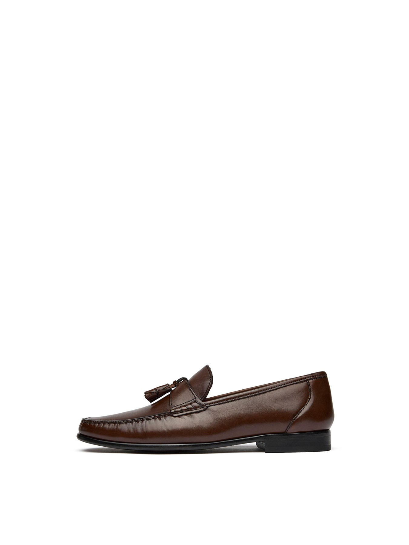 Twin Tassel Leather Loafers Brown