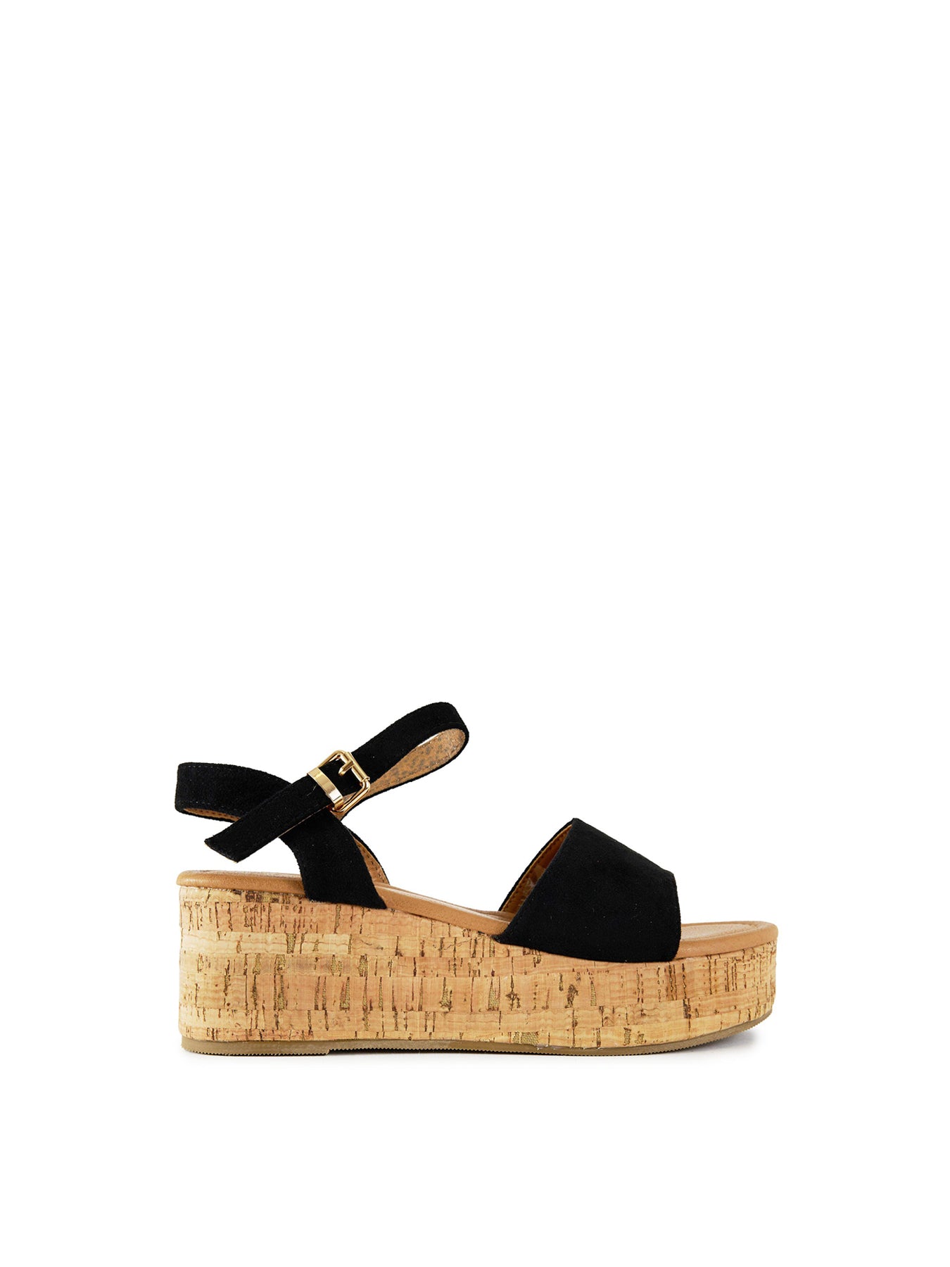 Gotu Cork Wedge Sandals Black