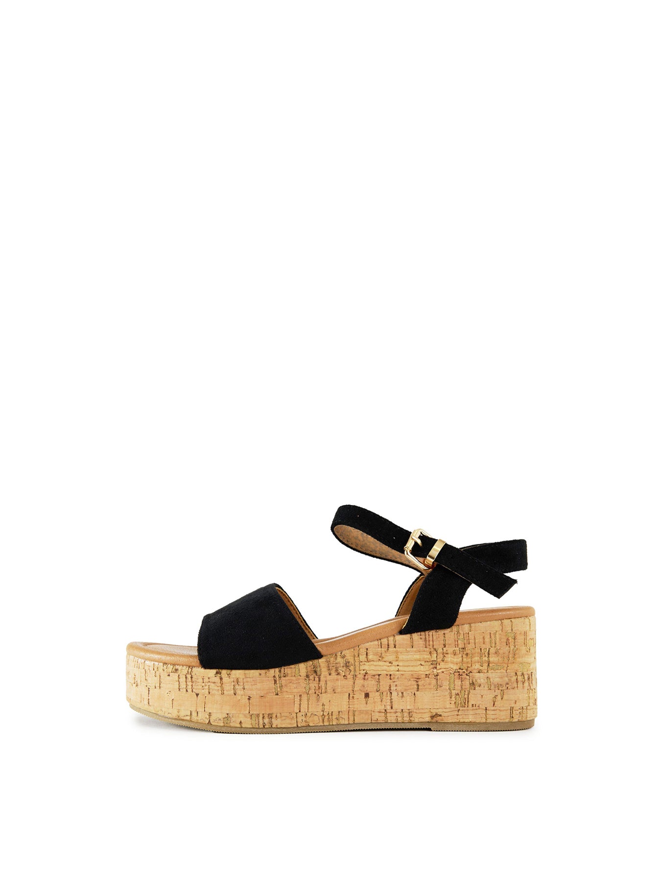 Gotu Cork Wedge Sandals Black
