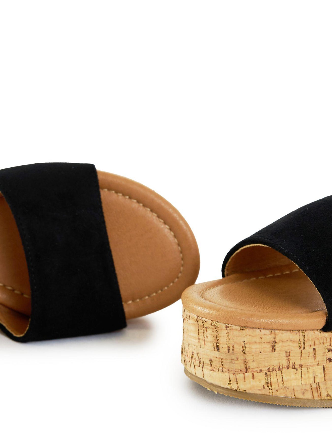 Gotu Cork Wedge Sandals Black