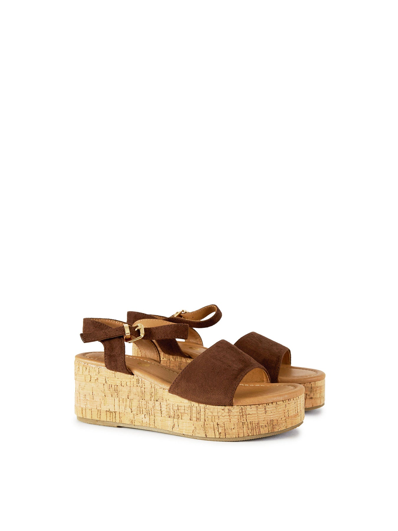 Gotu Cork Wedge Sandals Brown