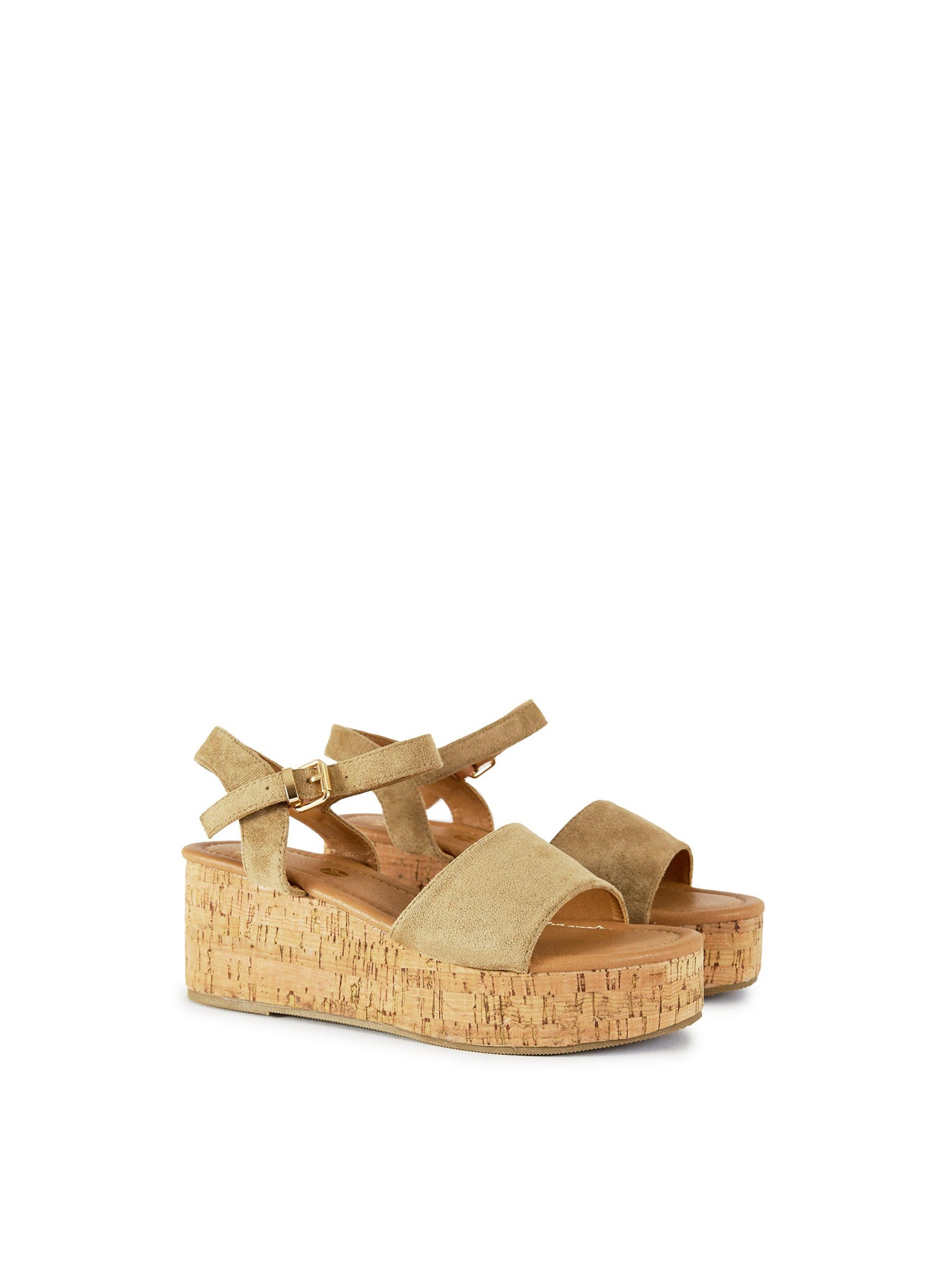 Gotu Cork Wedge Sandals Brown