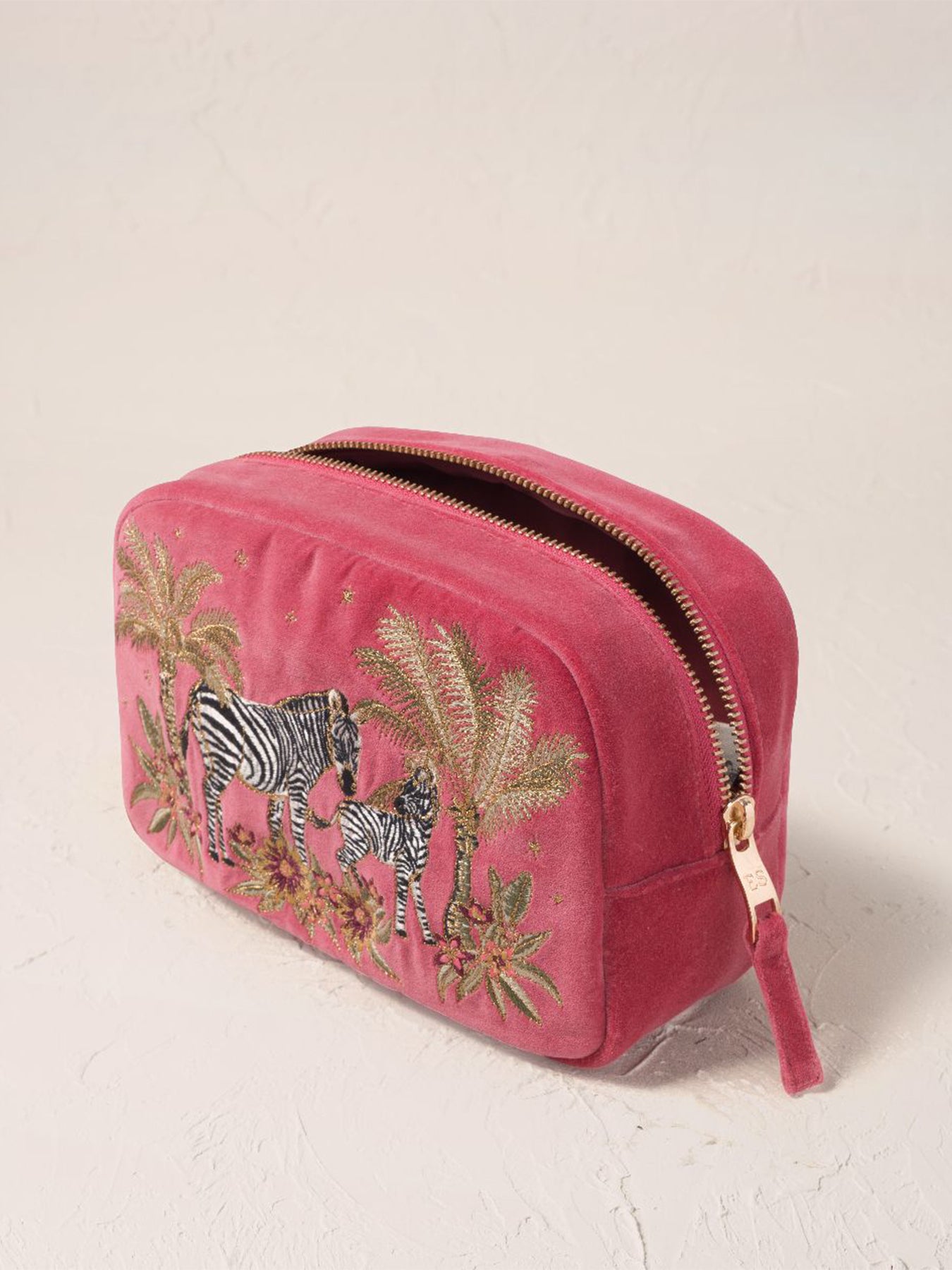 Botanical Zebra Makeup Bag Pink