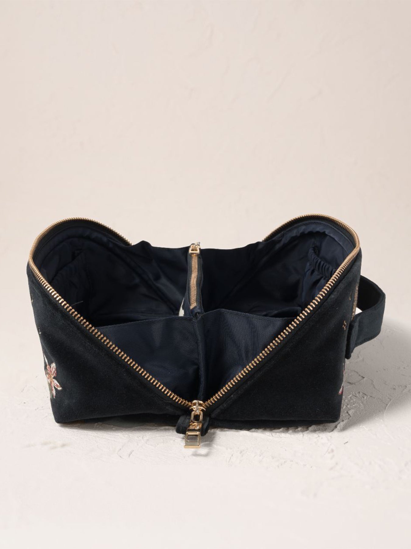 Celestial Leopard Open Flat Lay Makeup Bag Black