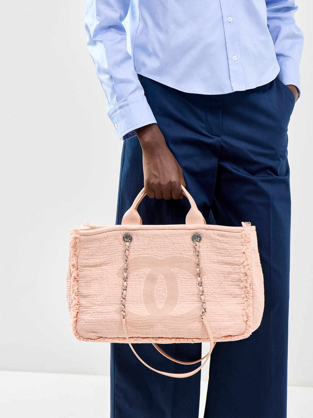 Vintage Chanel Pink Canvas Ginpaku 2-Way Shoulder Bag