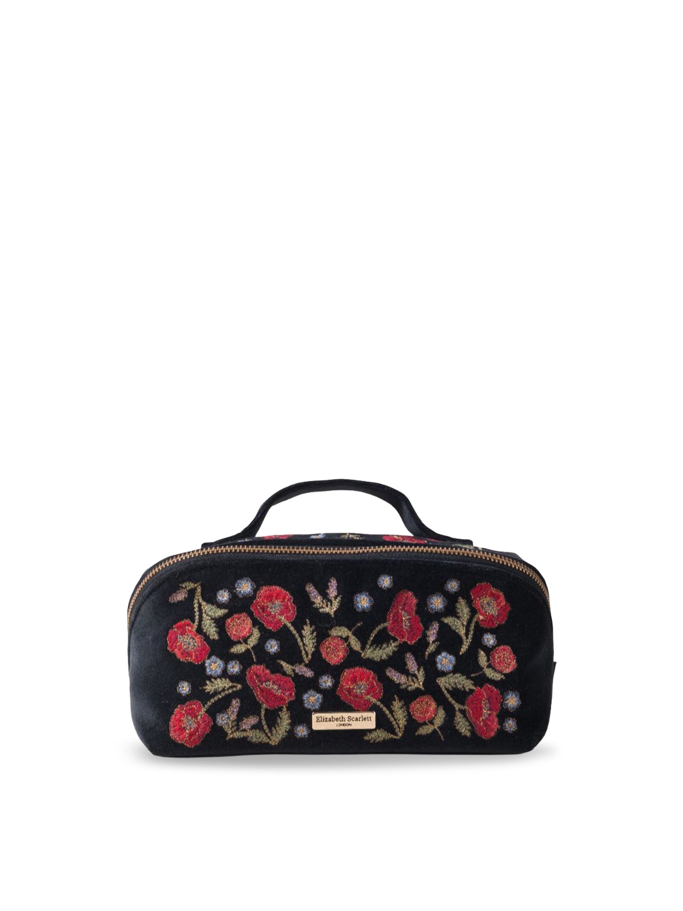Poppy Meadow Open Flat Lay Make Up Bag - Charcoal