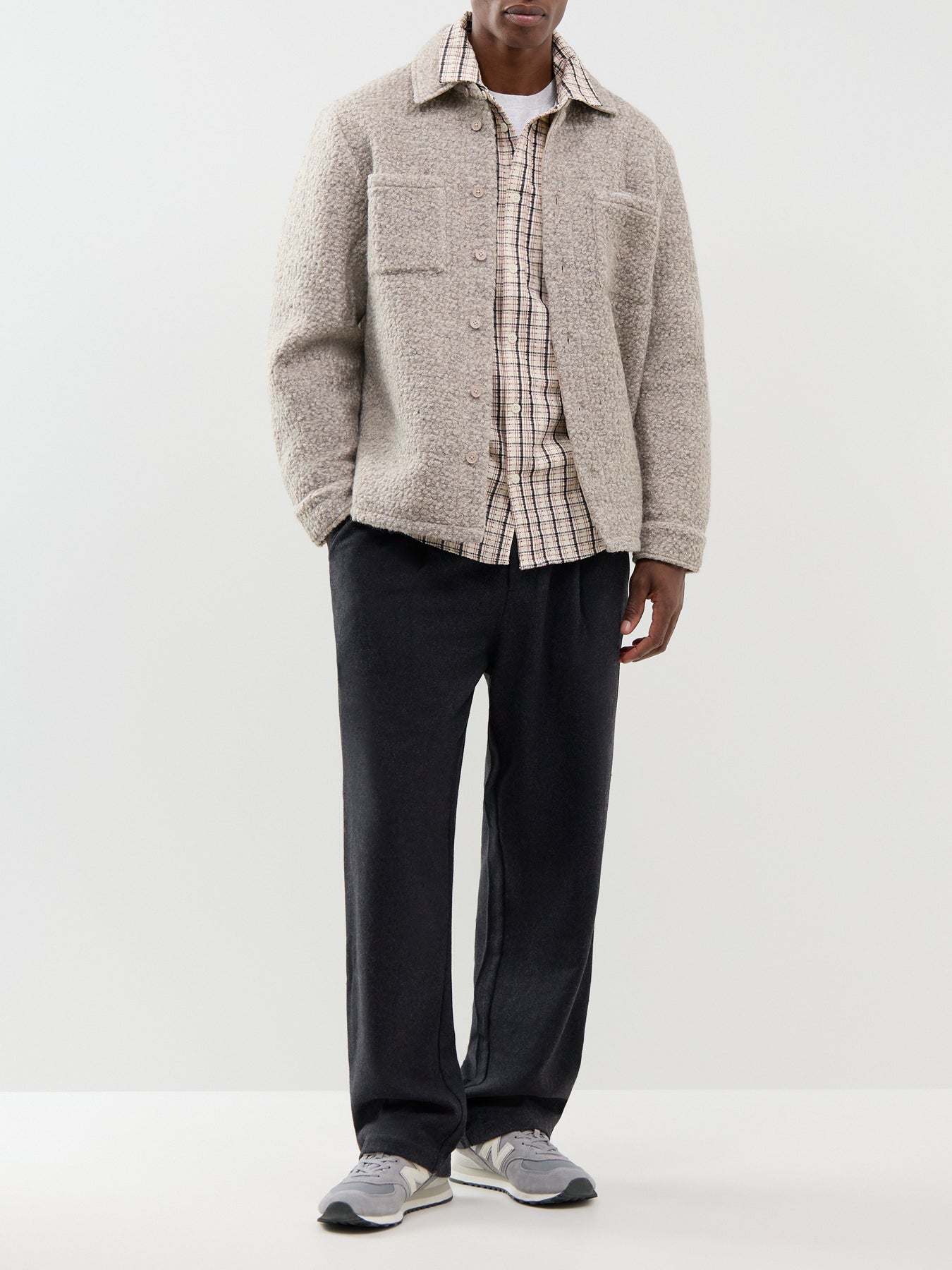 Cotton Shelly Dobby Check Long-Sleeved Shirt - Ecru / Red