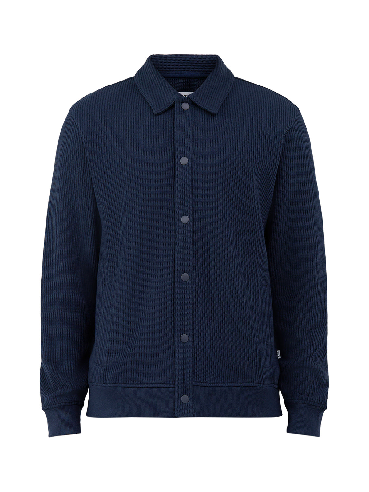 Organic Cotton Blend Hays Waffle Overshirt - Navy