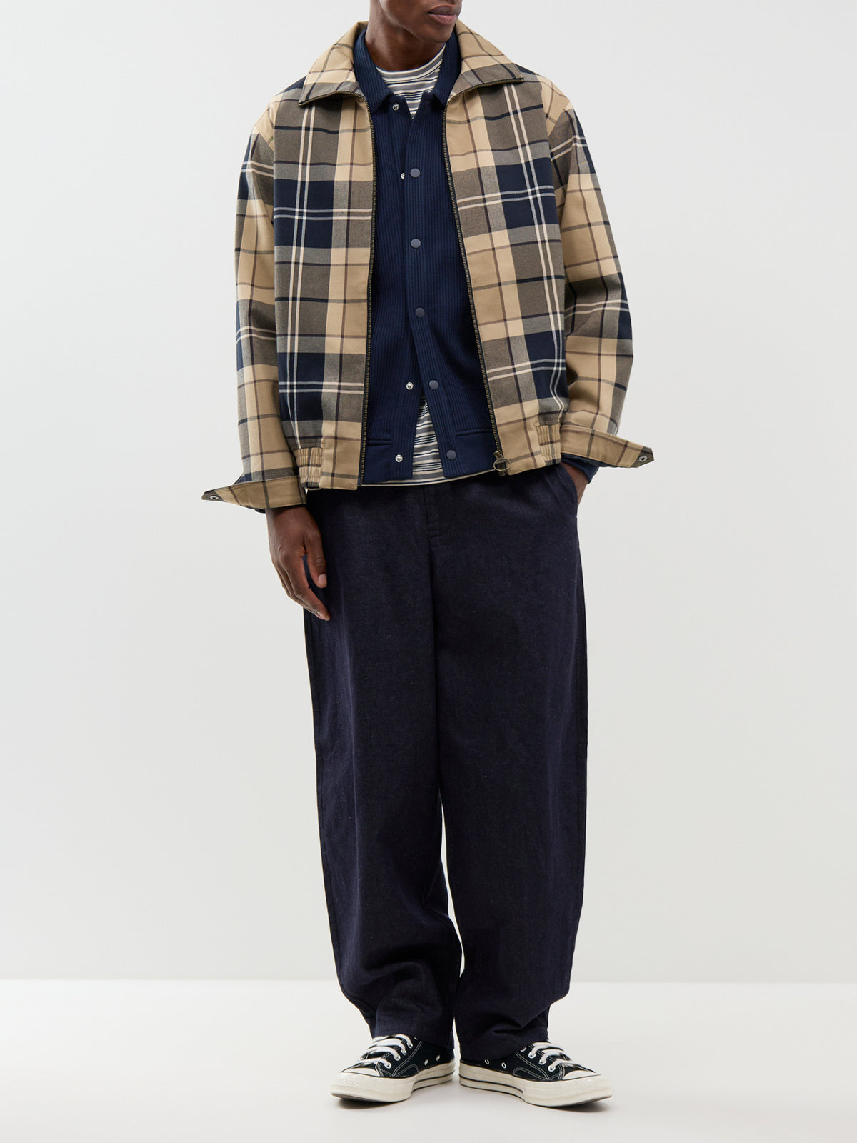Organic Cotton Blend Hays Waffle Overshirt - Navy