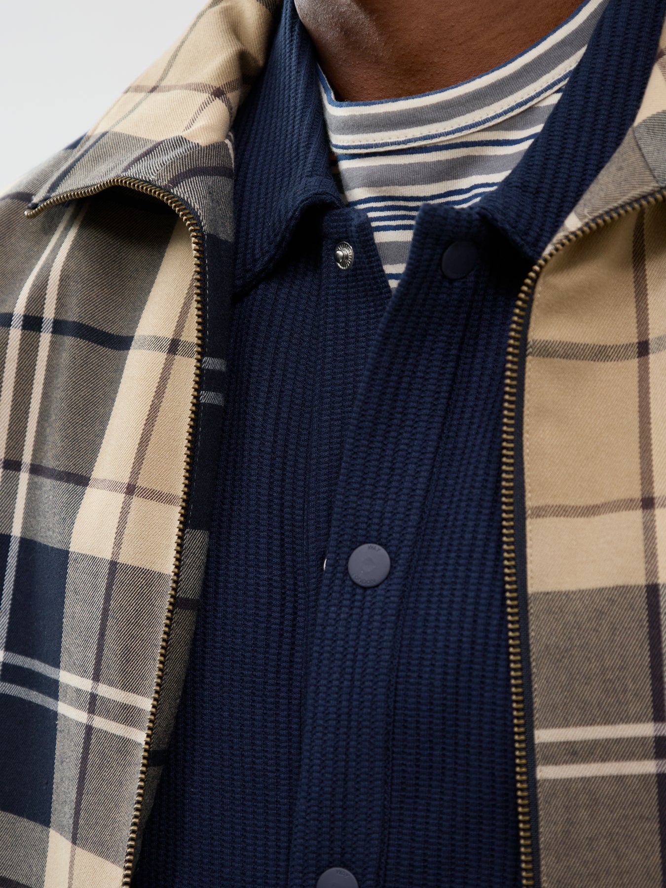 Organic Cotton Blend Hays Waffle Overshirt - Navy