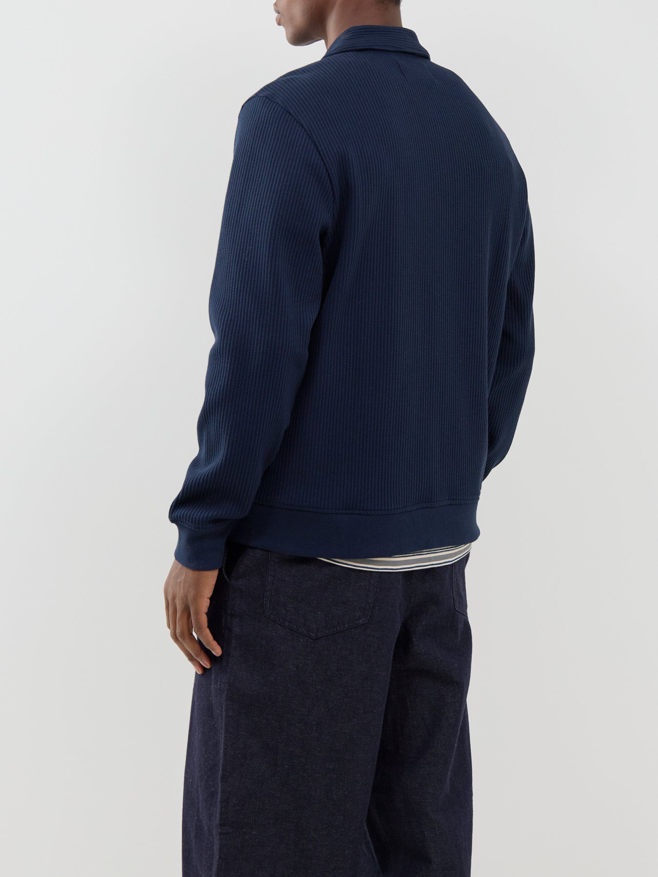 Organic Cotton Blend Hays Waffle Overshirt - Navy
