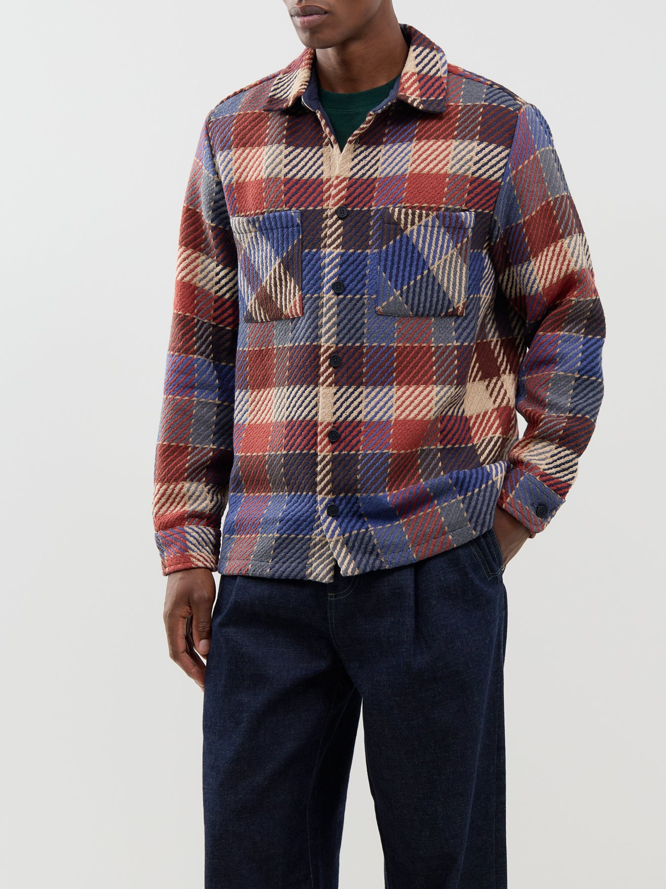 Recycled Cotton Blend Whiting Pike Check Overshirt