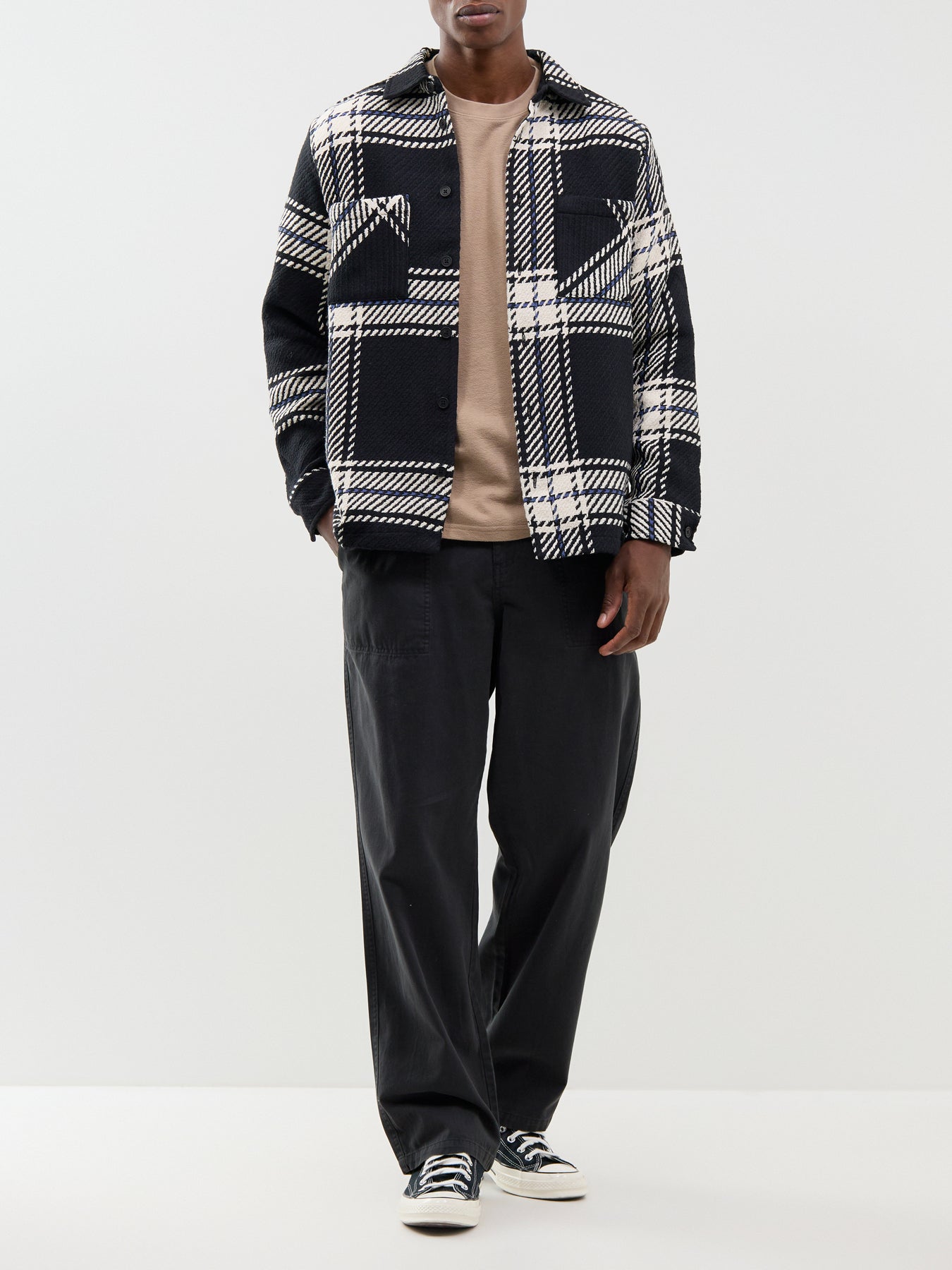 Recycled Cotton Blend Whiting Oversized Grid Check Overshirt