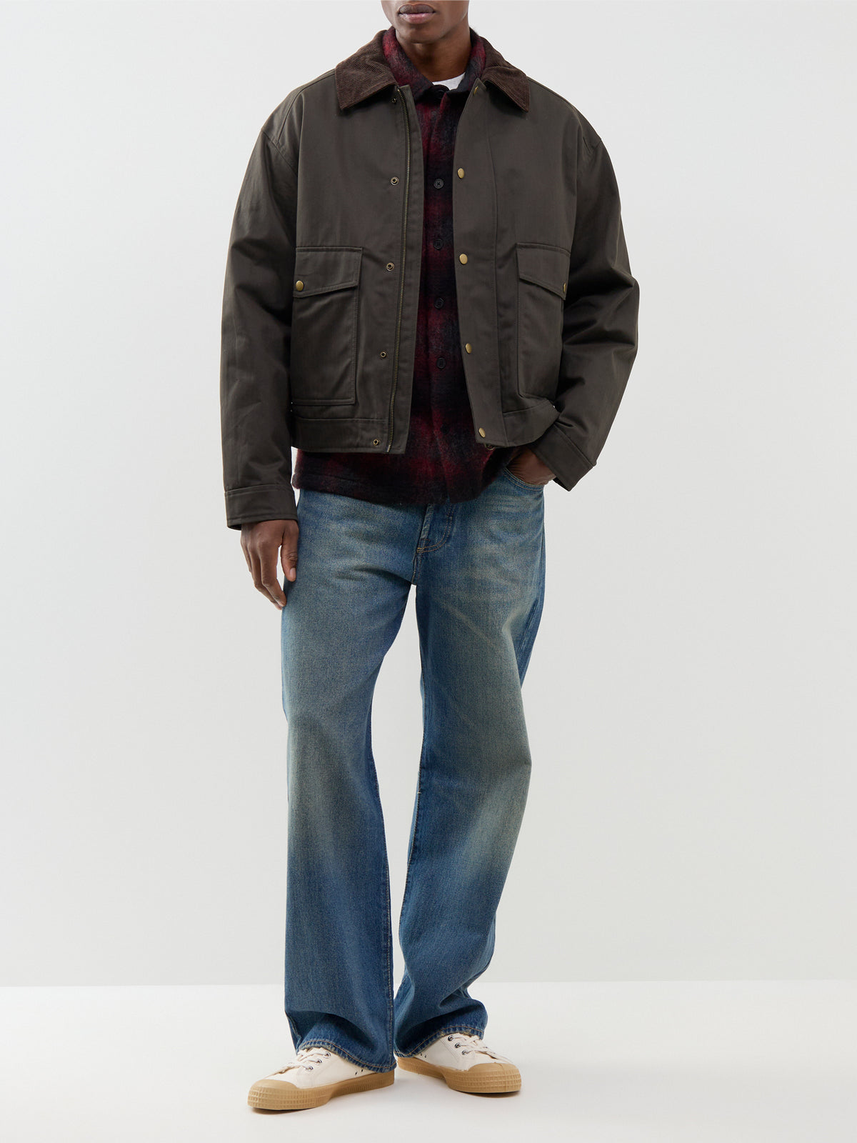 Wool Blend Whiting Elm Check Overshirt