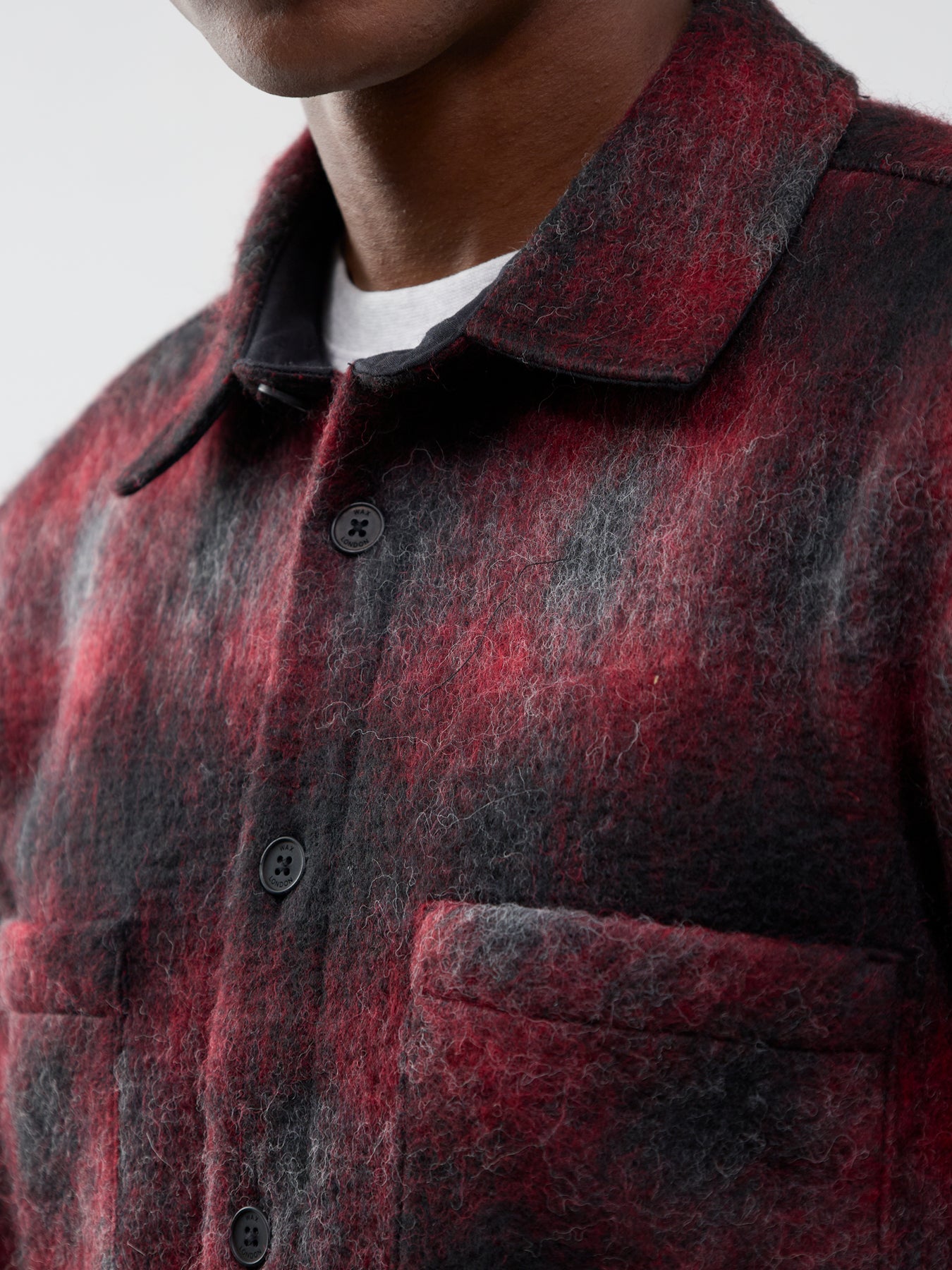 Wool Blend Whiting Elm Check Overshirt