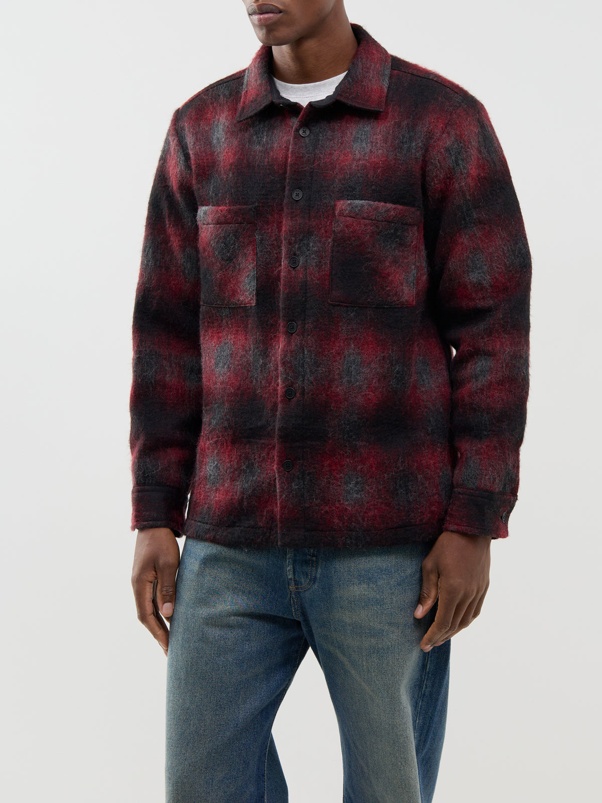 Wool Blend Whiting Elm Check Overshirt