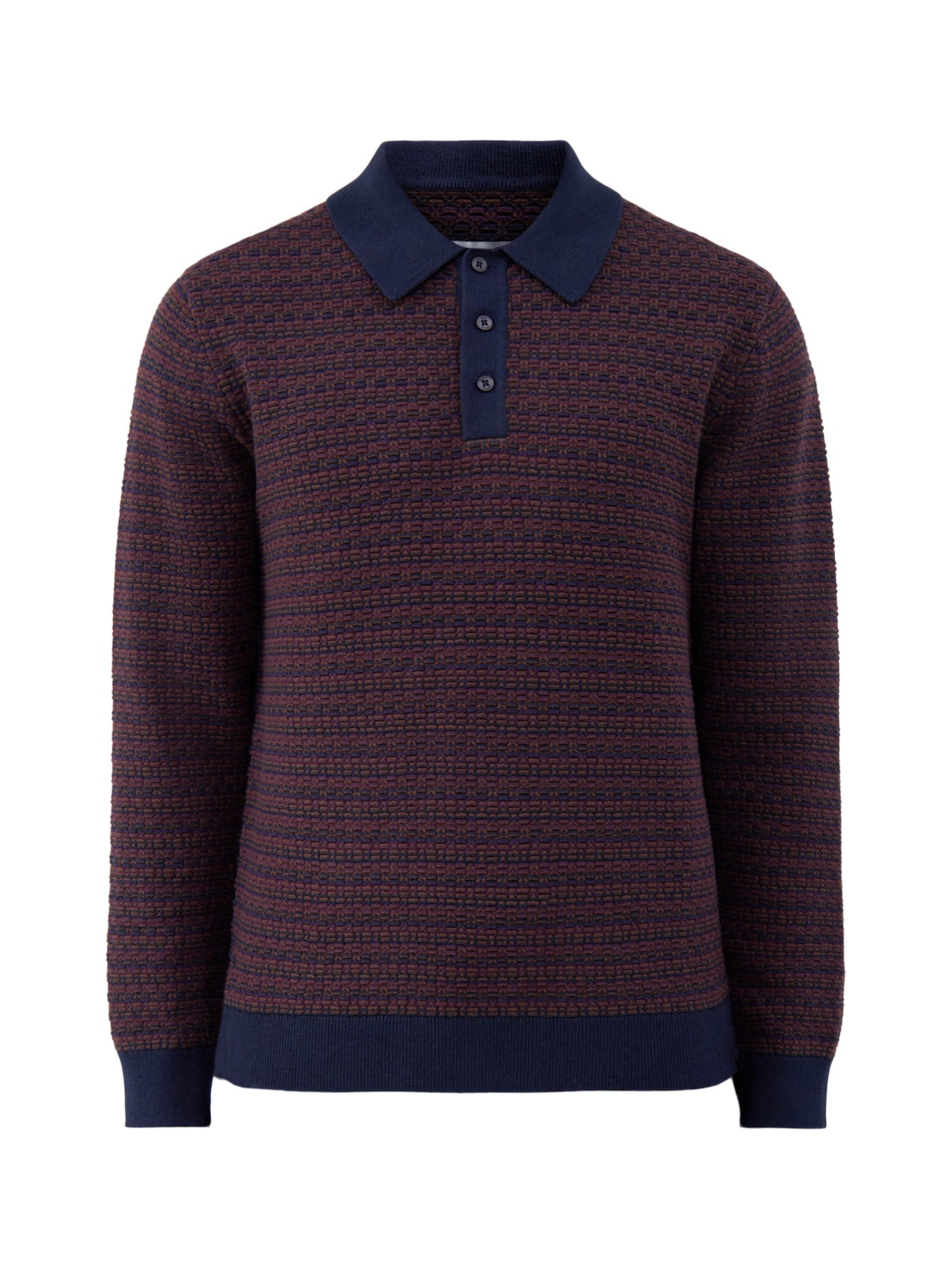 Cotton Oban Mini Geo Long-Sleeved Polo Shirt