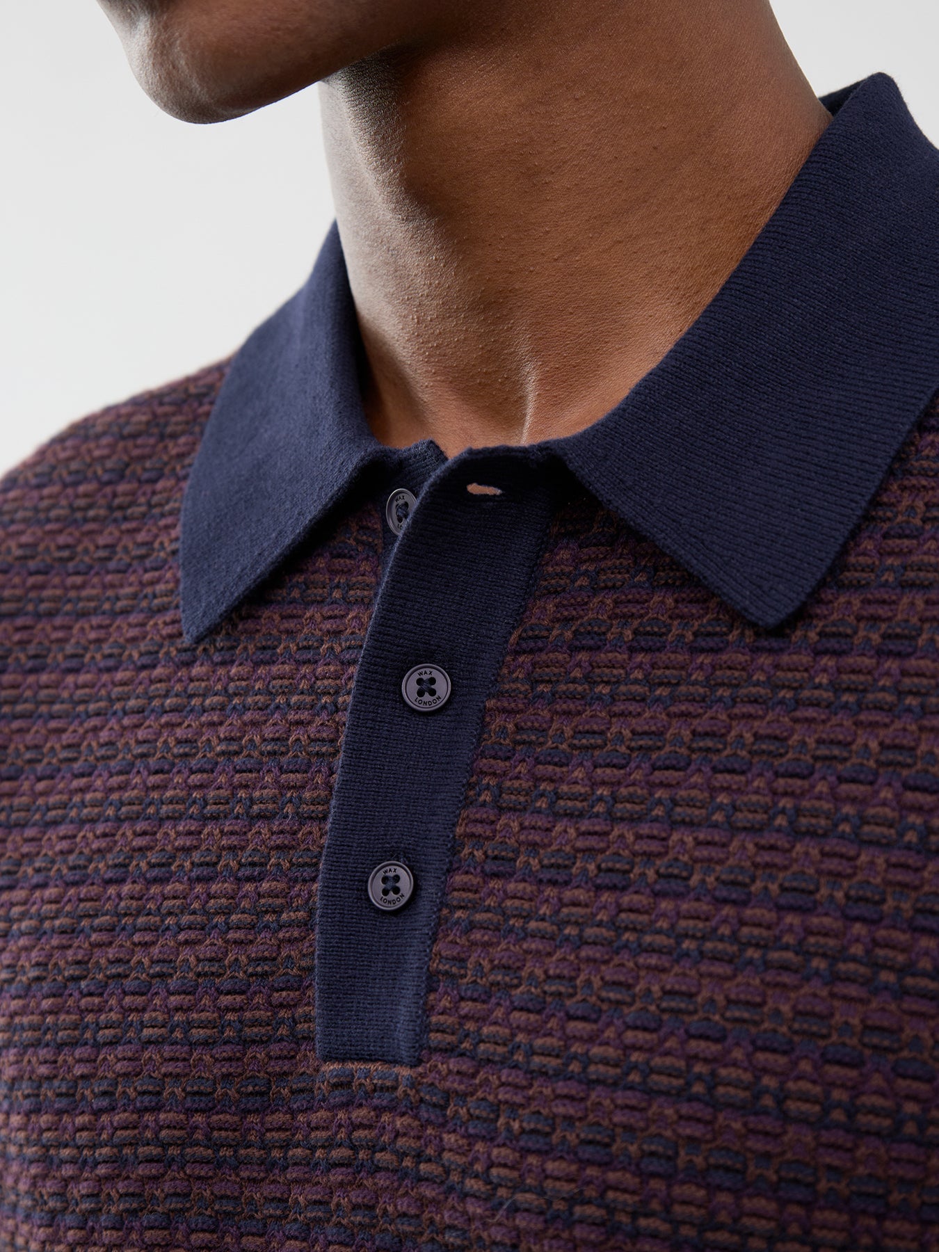 Cotton Oban Mini Geo Long-Sleeved Polo Shirt