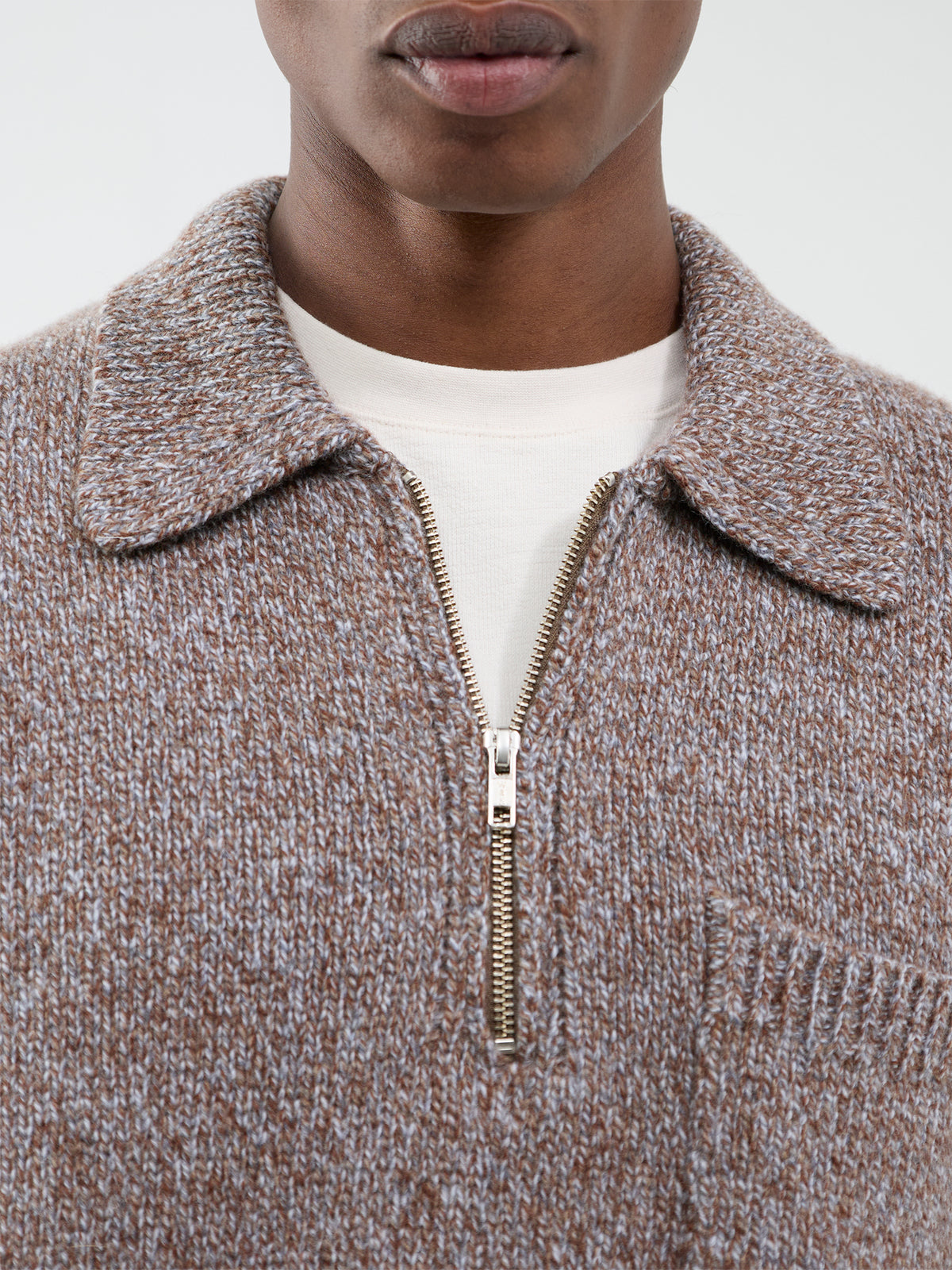 Wool Alpha Zip Long-Sleeved Polo Shirt