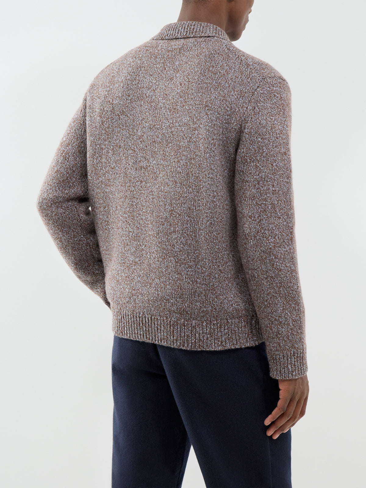 Wool Alpha Zip Long-Sleeved Polo Shirt