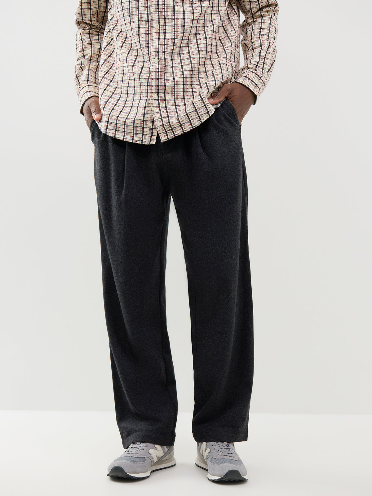 Wool Blend Malham Trousers - Dark Grey