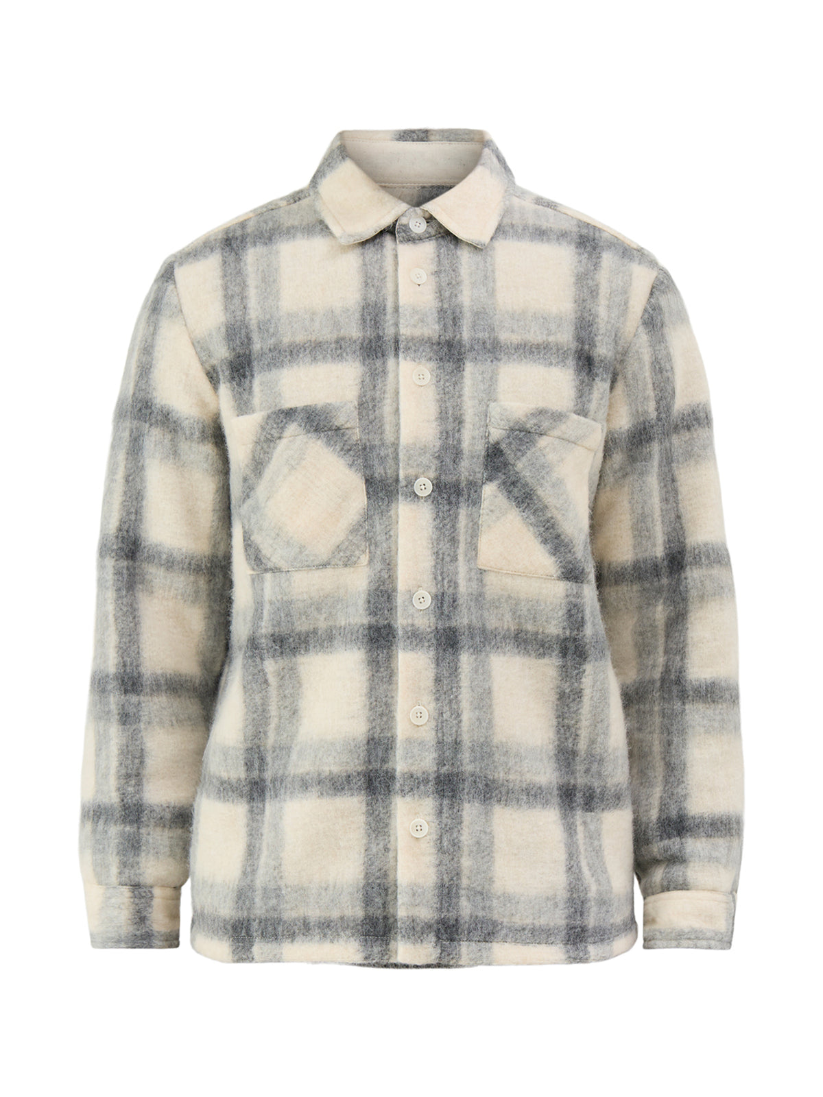 Wool Blend Whiting Check Overshirt