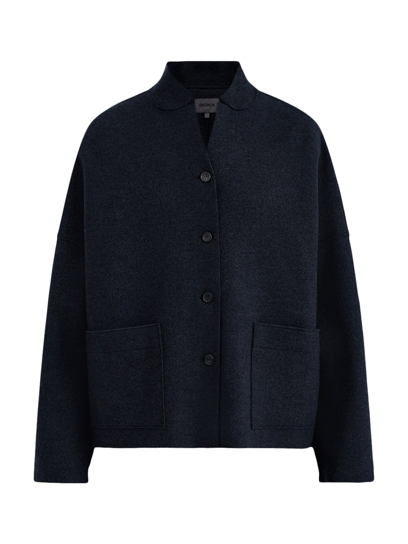 Virgin Wool V Neck Boiled Wool Jacket