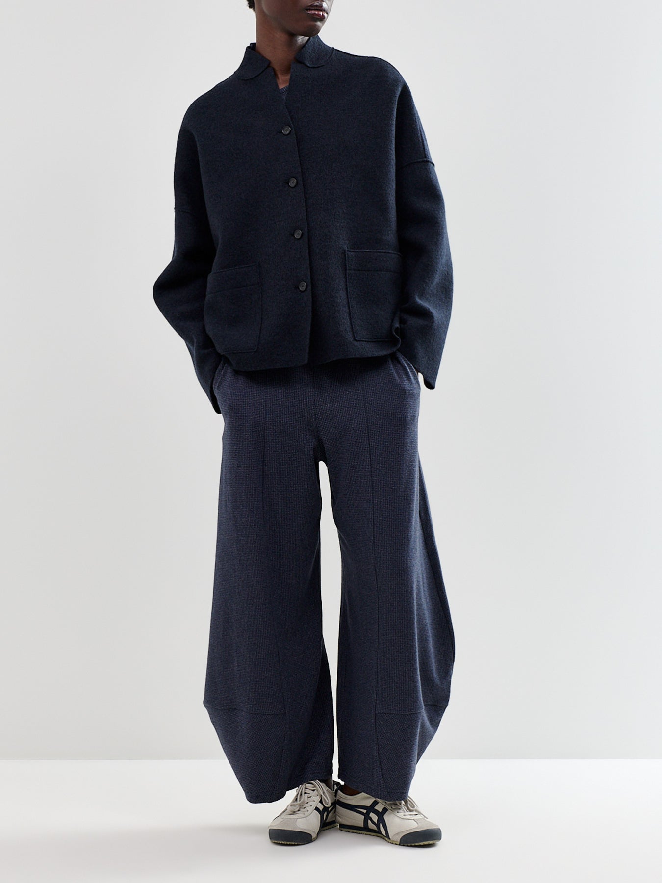 Virgin Wool V Neck Boiled Wool Jacket
